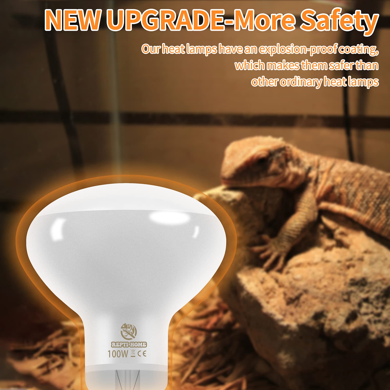 Repti Home Reptile Heat Lamp Bulbs (New Upgraded, Safer, 75W 2 Pack), Reptiles & Amphibians Uva Basking Spot Lamp Bulb, Reptile Daylight Heat Bulb For Bearded Dragon, Lizard, Turtle