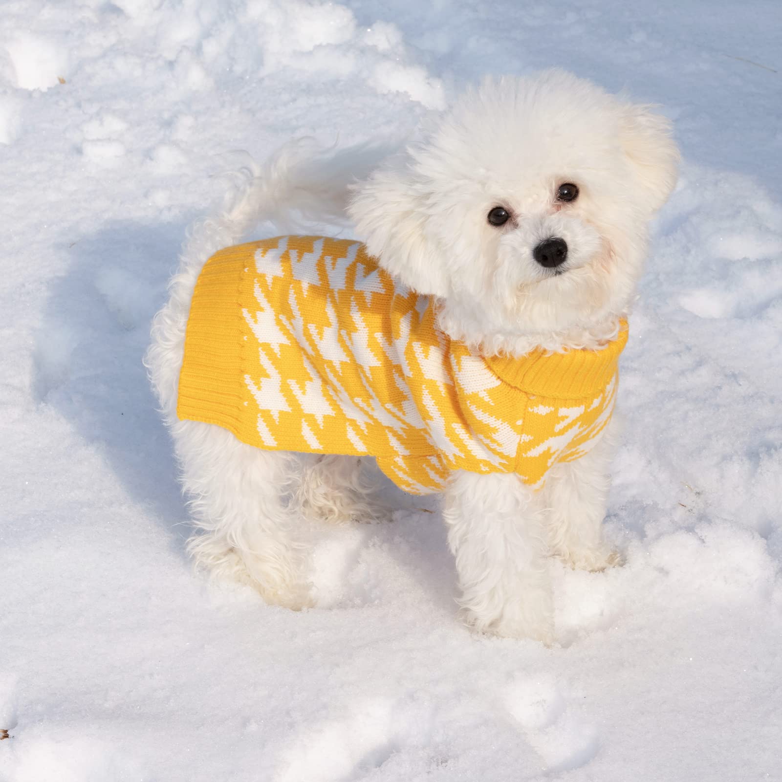 Cutebone Turtleneck Dog Sweater For Small Dogs Houndstooth Pet Winter Clothes Pullover Sweater Cat Clothes,(Medium)