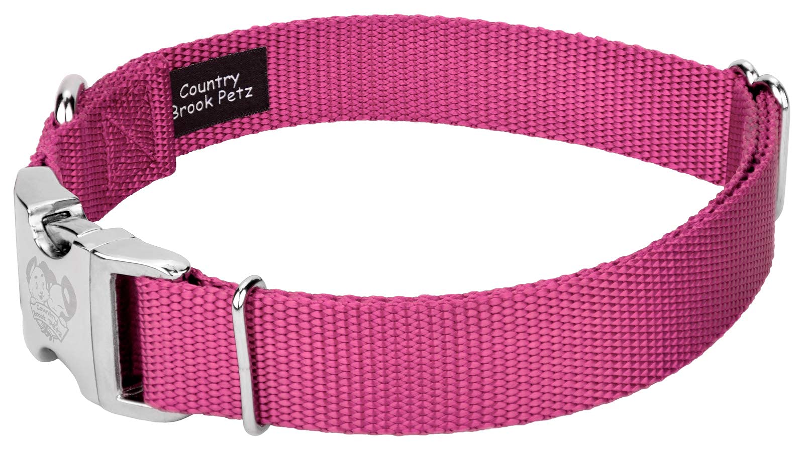 Country Brook Design - Vibrant 30+ Color Selection - Premium Nylon Dog Collar With Metal Buckle (Medium, 3/4 Inch, Rose)