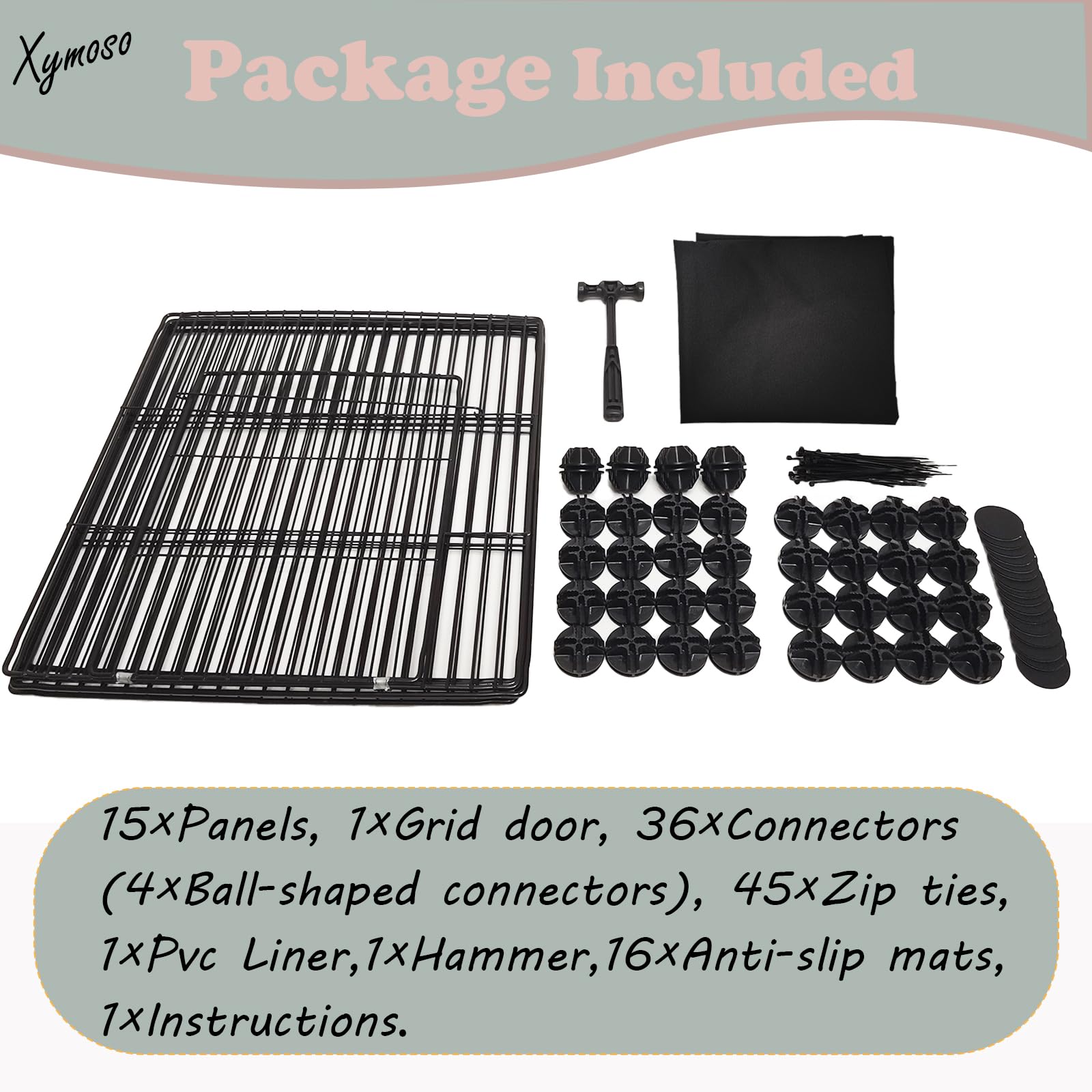 Xymoso Diy Guinea Pig Cages With Waterproof Canvas Bottom,16 Panels Small Animal Cage Pet Playpen With Door For Bunny Turtle Hed