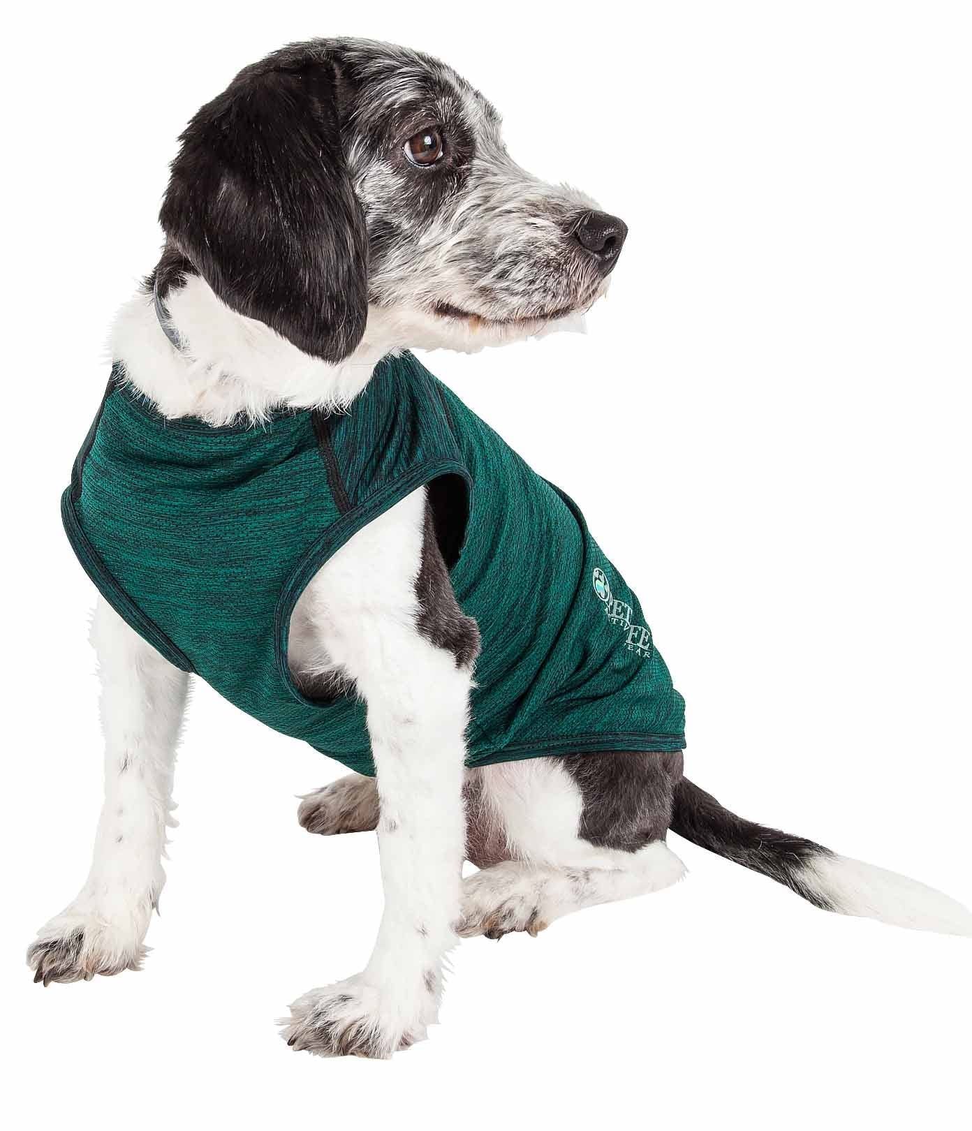 Pet Life Active 'Aero-Pawlse' Heathered Quick-Dry And 4-Way Stretch-Performance Dog Tank Top T-Shirt(D0102H7Ltn7.)