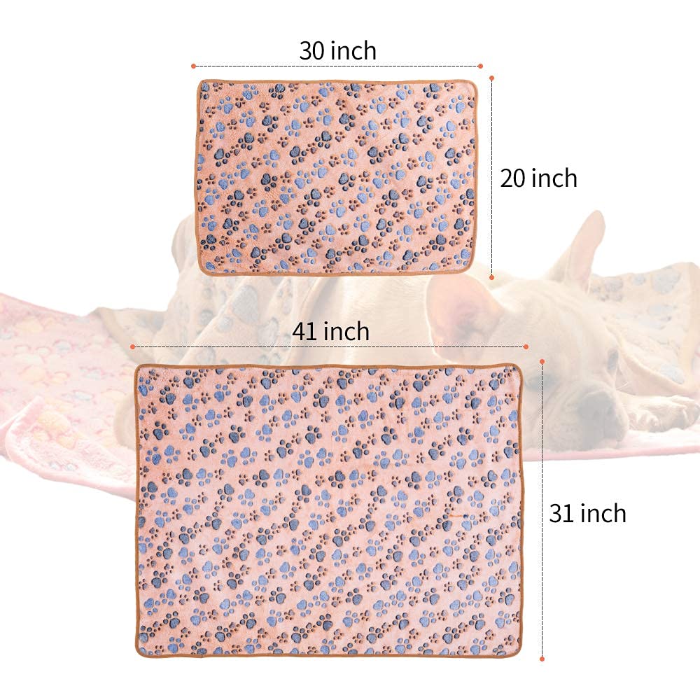 Pet Soft Dog Blankets Medium - Fluffy Cats Dogs Blankets Medium Dogs, Cute Paw Print Pet Throw Puppy Blankets Fleece