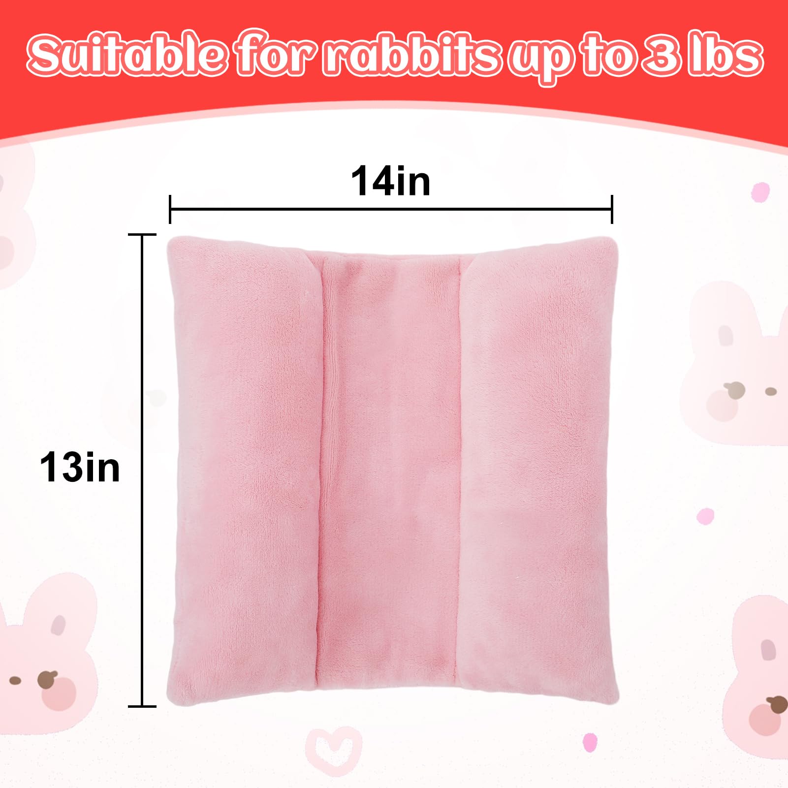 Mewtogo 13 X 14In Rabbit Bed, Thickened Soft Snuggle Bunny Bed, Cuddle Cushion Plush Mat With Cotton Lounger Pillows, Small Pet