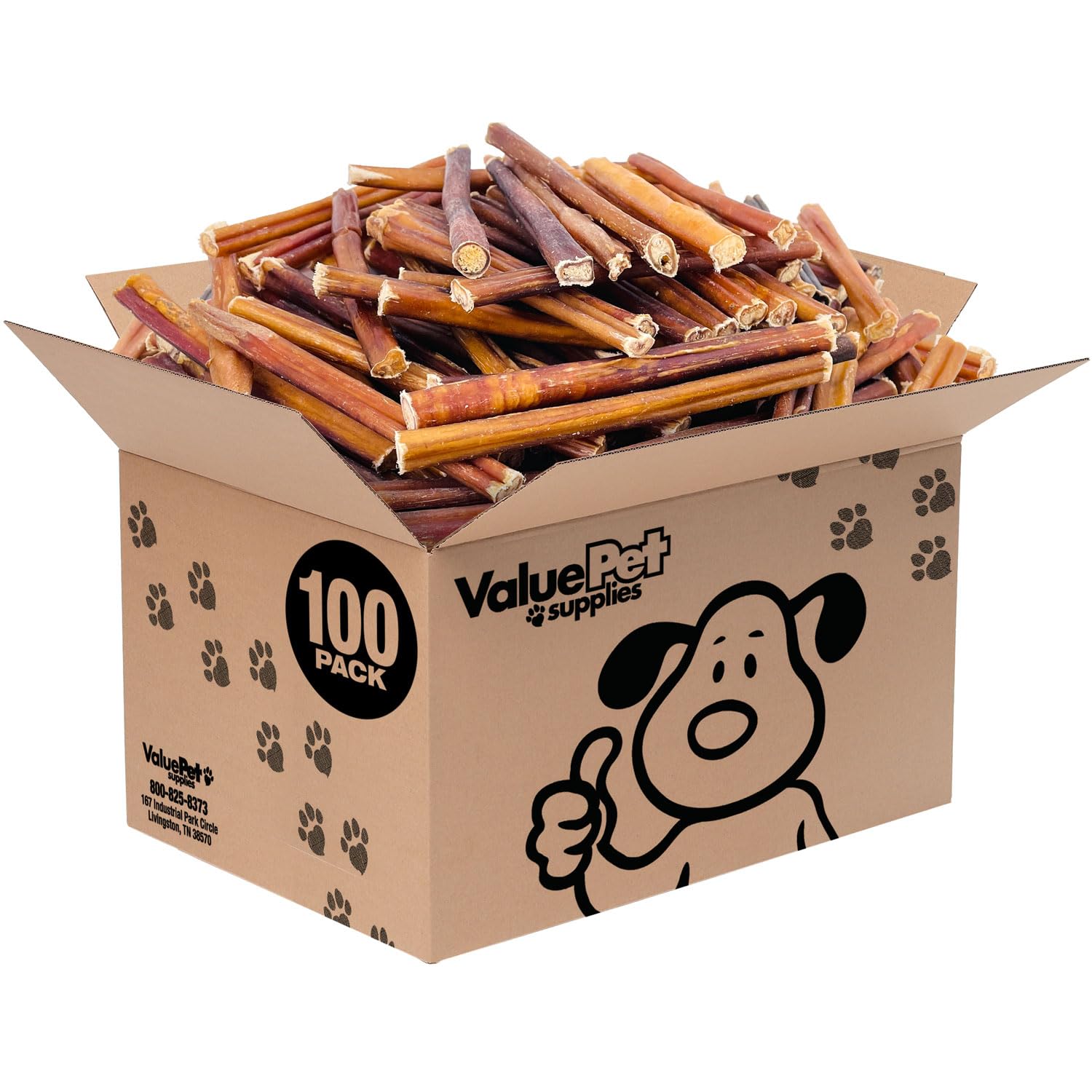 ValueBull Bully Sticks for Small Dogs, Thin 6 Inch, 100 Count Bulk Pack - All Natural Dog Treats, 100% Beef Pizzles, Single Ingr