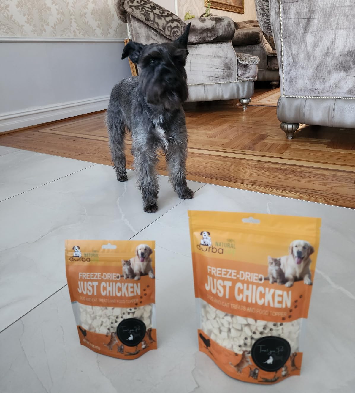 DurbaLife Freeze Dried Dog and Cat Treats Food Topper (5.1 oz (~145g), Just Chicken (Large Pack))