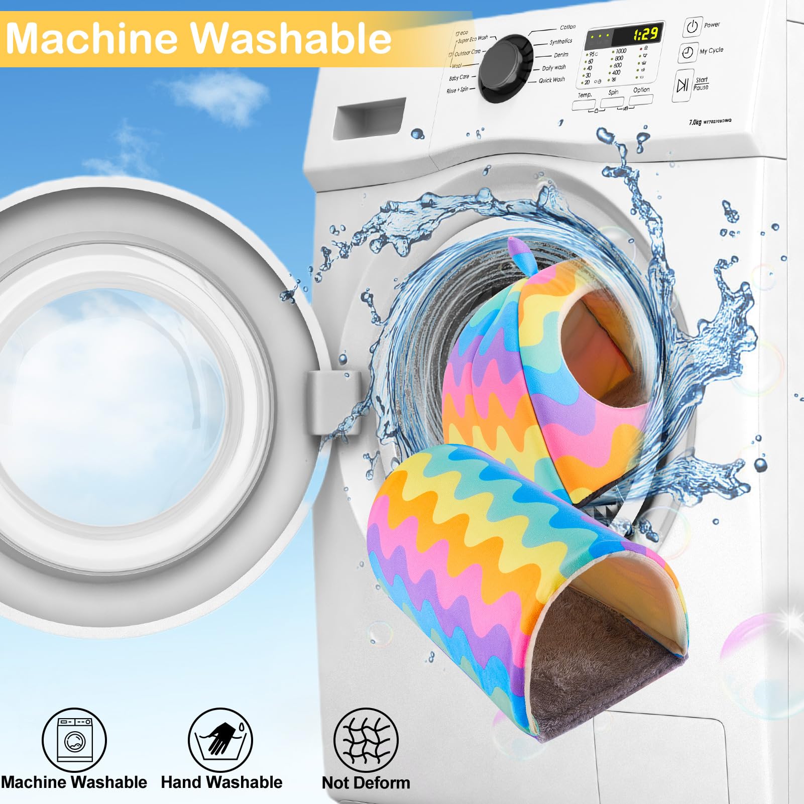 Glittme Guinea Pig Hideout, Soft Bed And Tunnel, 2 Pack Washable Tunnel With House Accessories For Small Animals