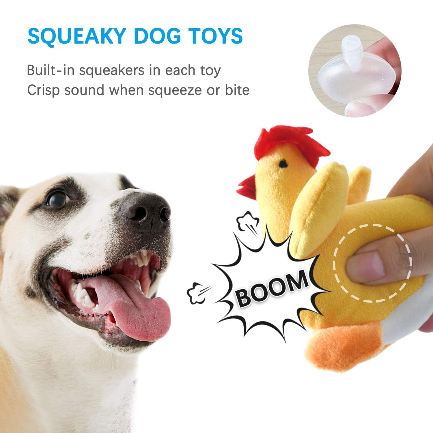 LEGEND SANDY Plush Dog Toy Pack - 6 Squeaky Stuffed Chew Toys for Small Medium Dogs