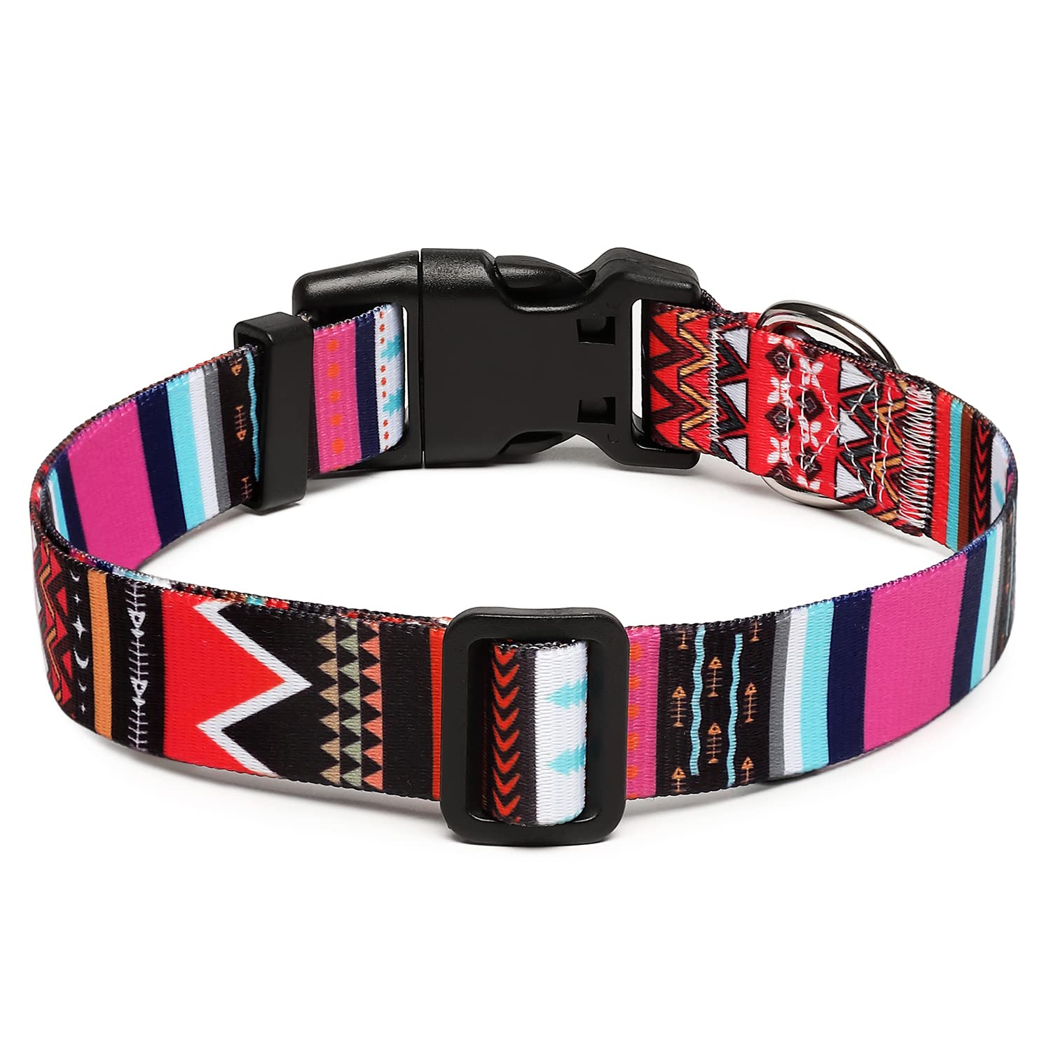 Mercano Adjustable Dog Collar - Special Design Patterns, Soft Nylon Comfortable Durable Pet Collar For Small Medium Large Dogs (M, Tribal Pink)