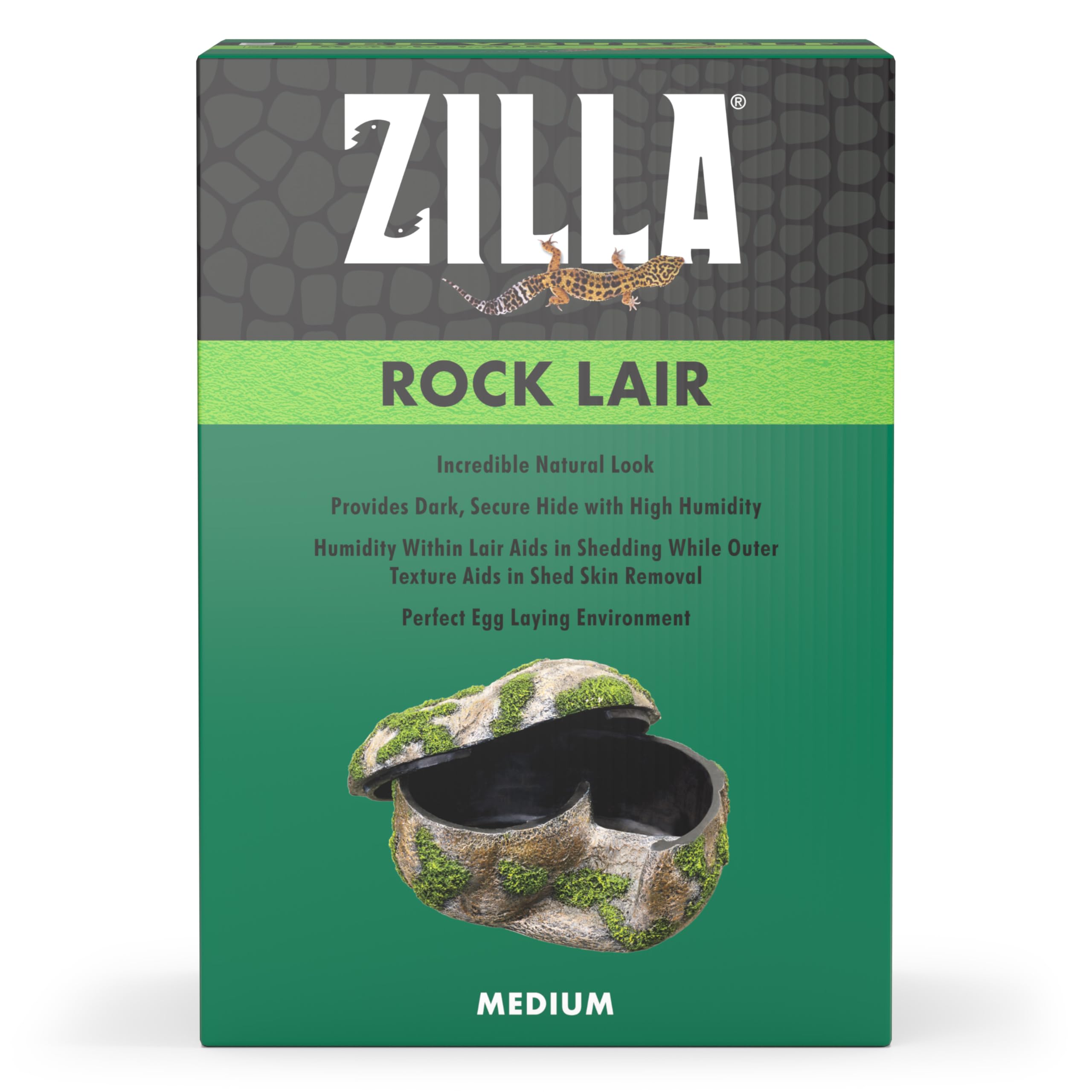Zilla Medium Grey Pet Terrarium Rock Lair - Ideal Hideout for Reptiles and Small Animals