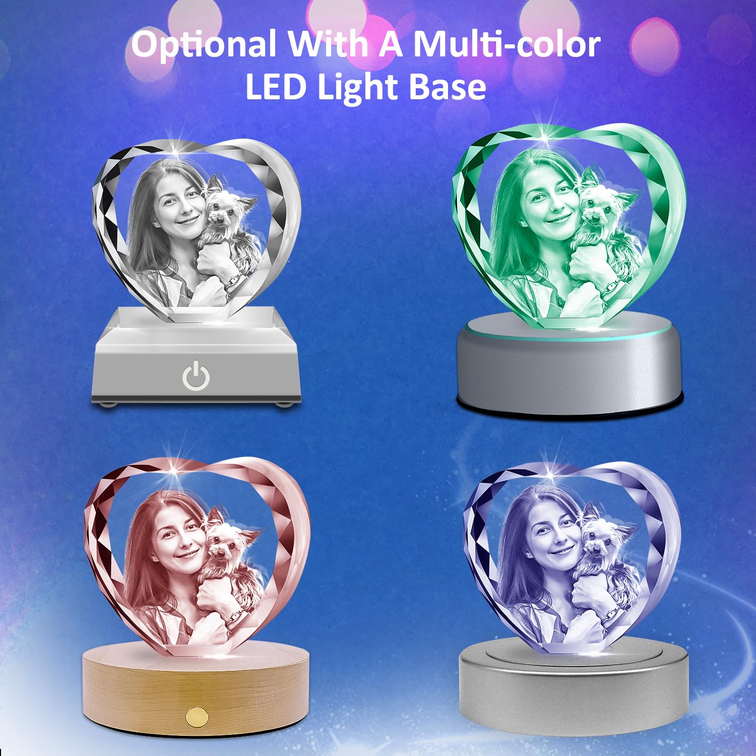 Han'S Laser Pet Photo Memorial Gifts, Personalized 3D Crystal Photo For Loss Of A Dog Gift, Custom Photo Frame For Dogs Or Cats