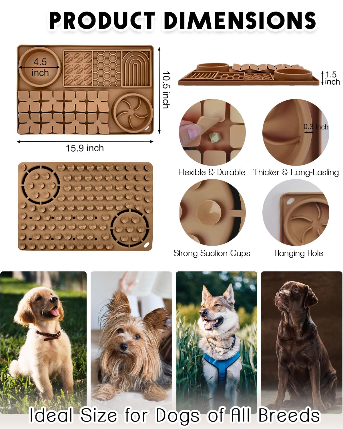 Ourmiao 4-In-1 Silicone Snuffle Mat For Dogs, Dog Slow Feeder Bowl & Lick Mat With Suction Cups, Dog Puzzle Feeder Toy Sniff Mat