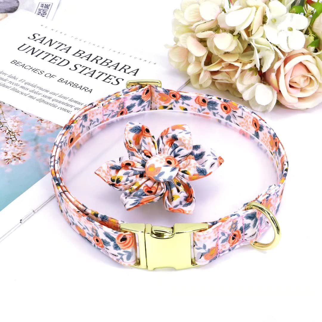 Beirui Cute Girl Dog Collars with Vibrant Floral Patterns, Female Dog Collar with Flower for Walking, Durable Adjustable Collar