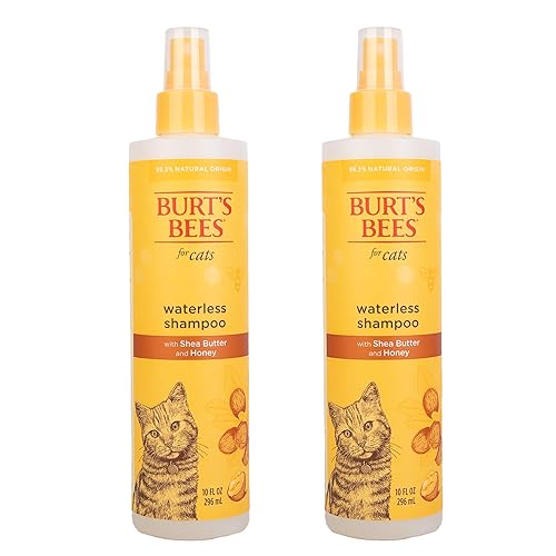 Burt's Bees Waterless Cat Shampoo with Apple & Honey, 10 Fl Oz - 2 Pack, Cruelty Free, Sulfate & Paraben Free, pH Balanced, Made in
