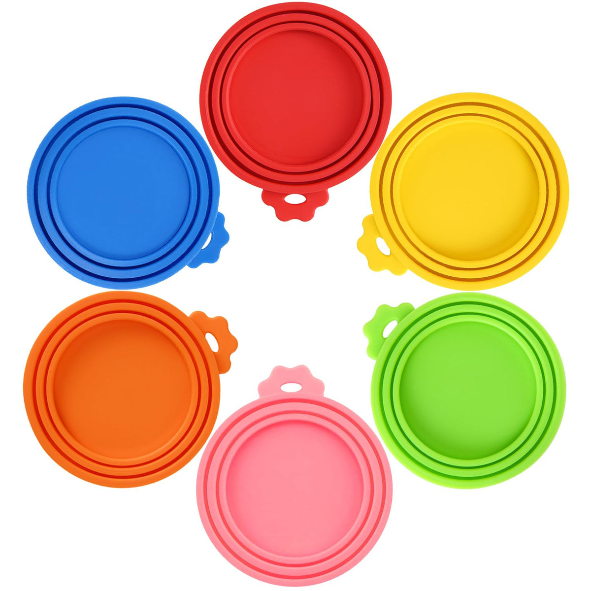 Shengqidz 6 Pack Pet Food Can Covers Lids Universal Safe/Silicone Dog&Cat Food Can Lid Covers (Green+Blue+Orange+Pink+Red+Yellow)