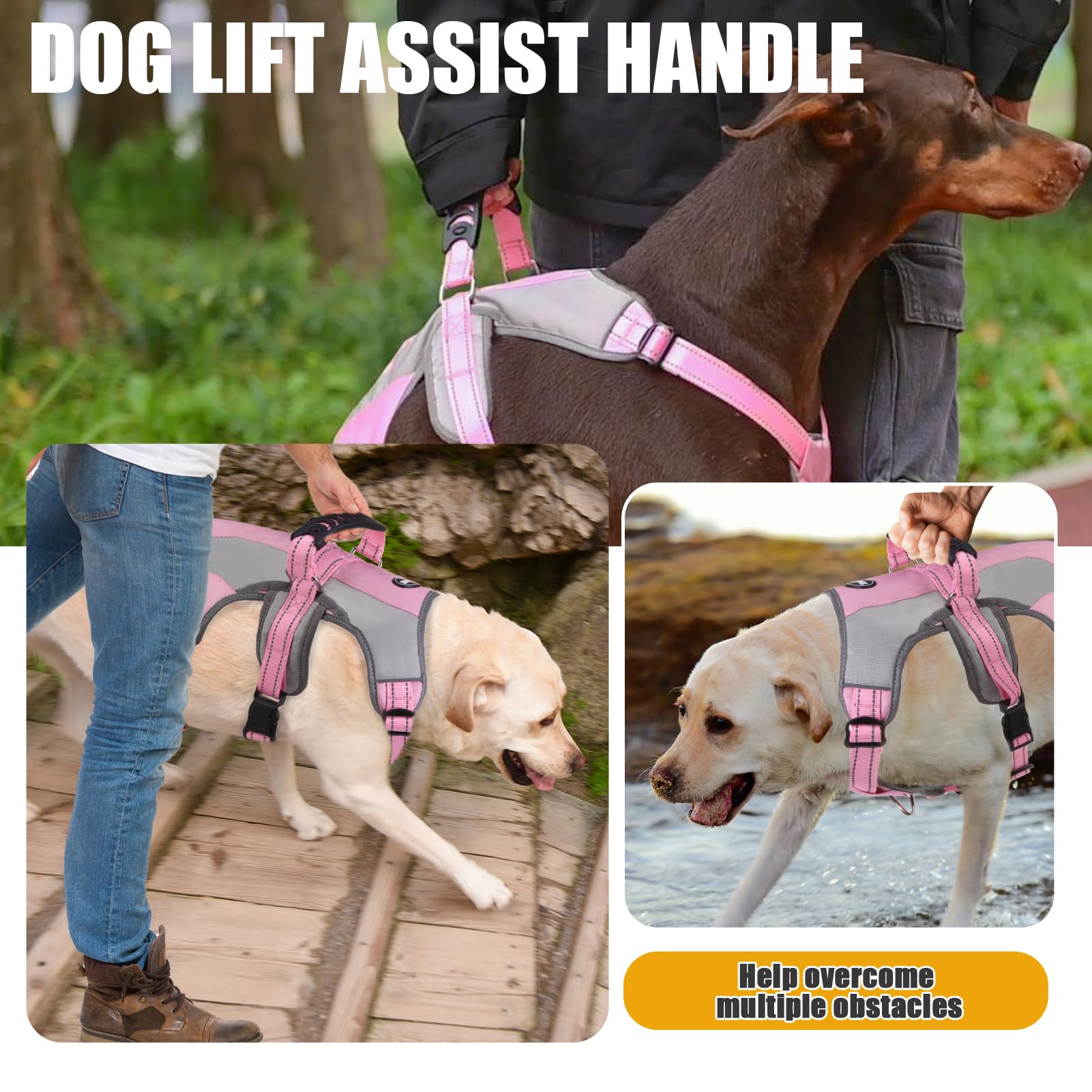 Mihachi Dog Harness For Large Dogs, Escape Proof No Pull Service Vest With Reflective Strips And Control Handle, Adjustable And