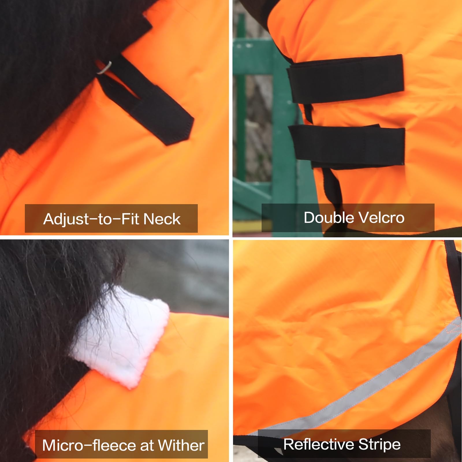 Gallopoff Foal/Mini Horse Size 30''-48'' Waterproof & Breathable 300 Denier Winter Turnout Blanket With 150G Polyfill Orange Sma