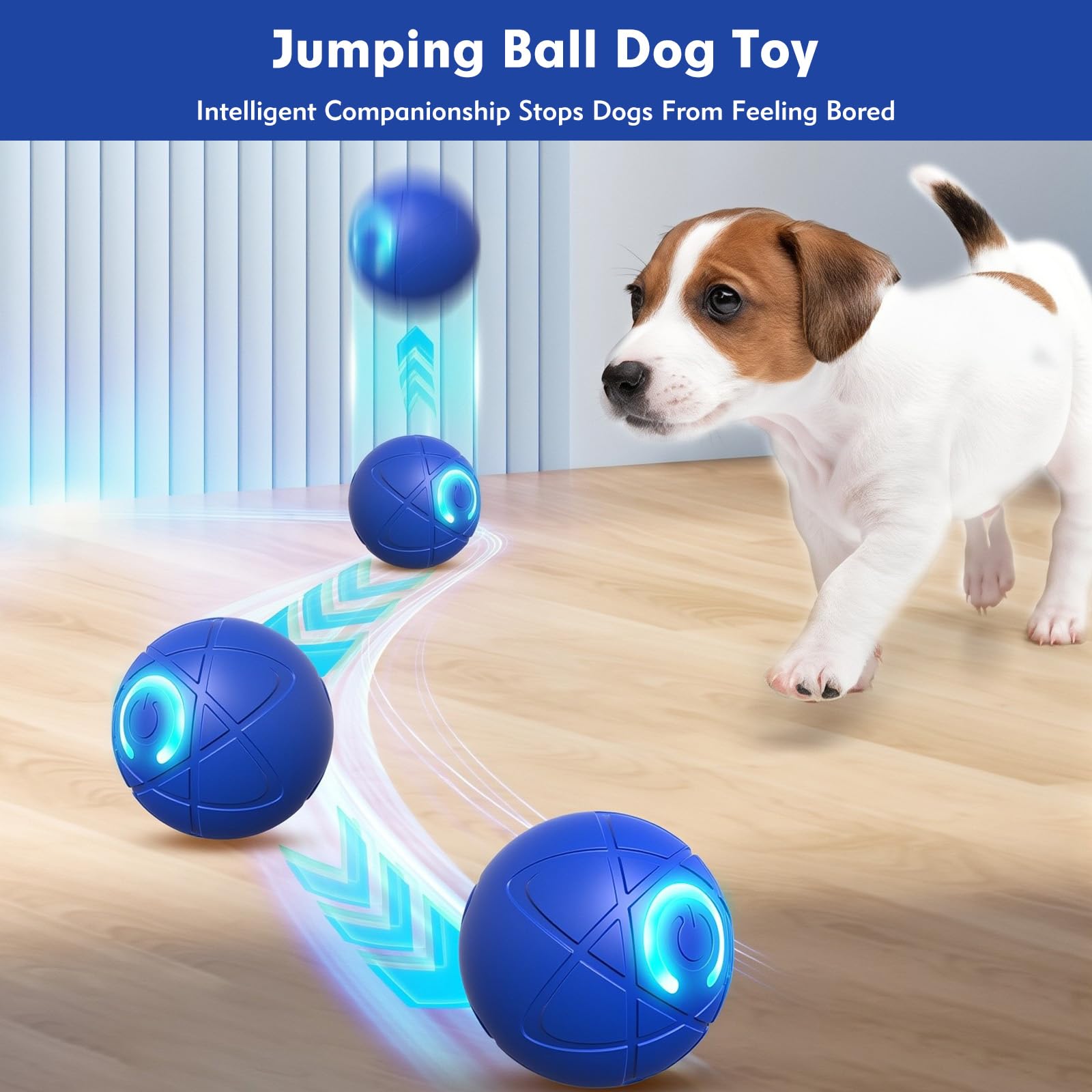 Interactive Dog Toys For Small Dogs, Usb Rechargeable Smart Jumping Ball For Dogs, Chew-Resistant Tpe & Bpa-Free Vibrating Dog B