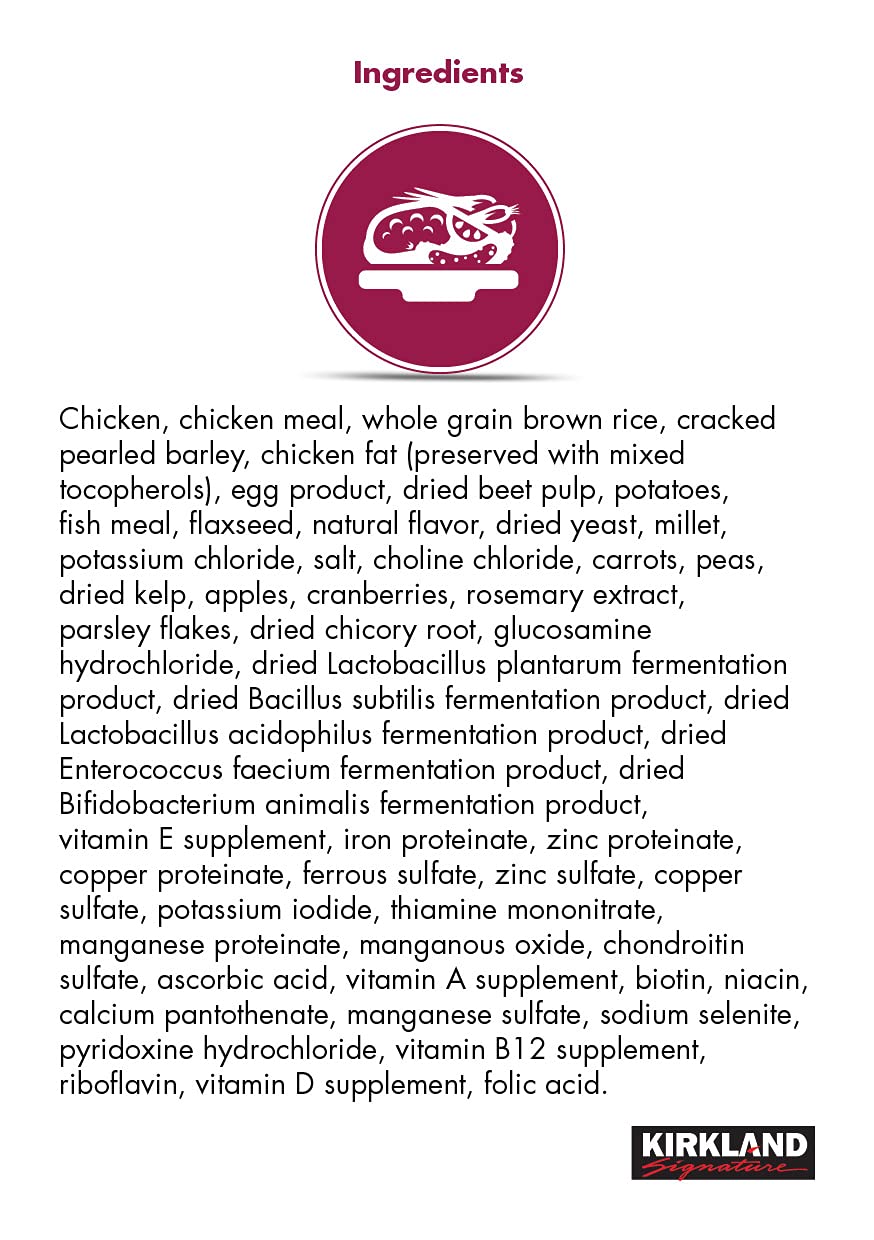Kirkland Signature Adult Formula Chicken, Rice and Vegetable Dog Food 40 lb.