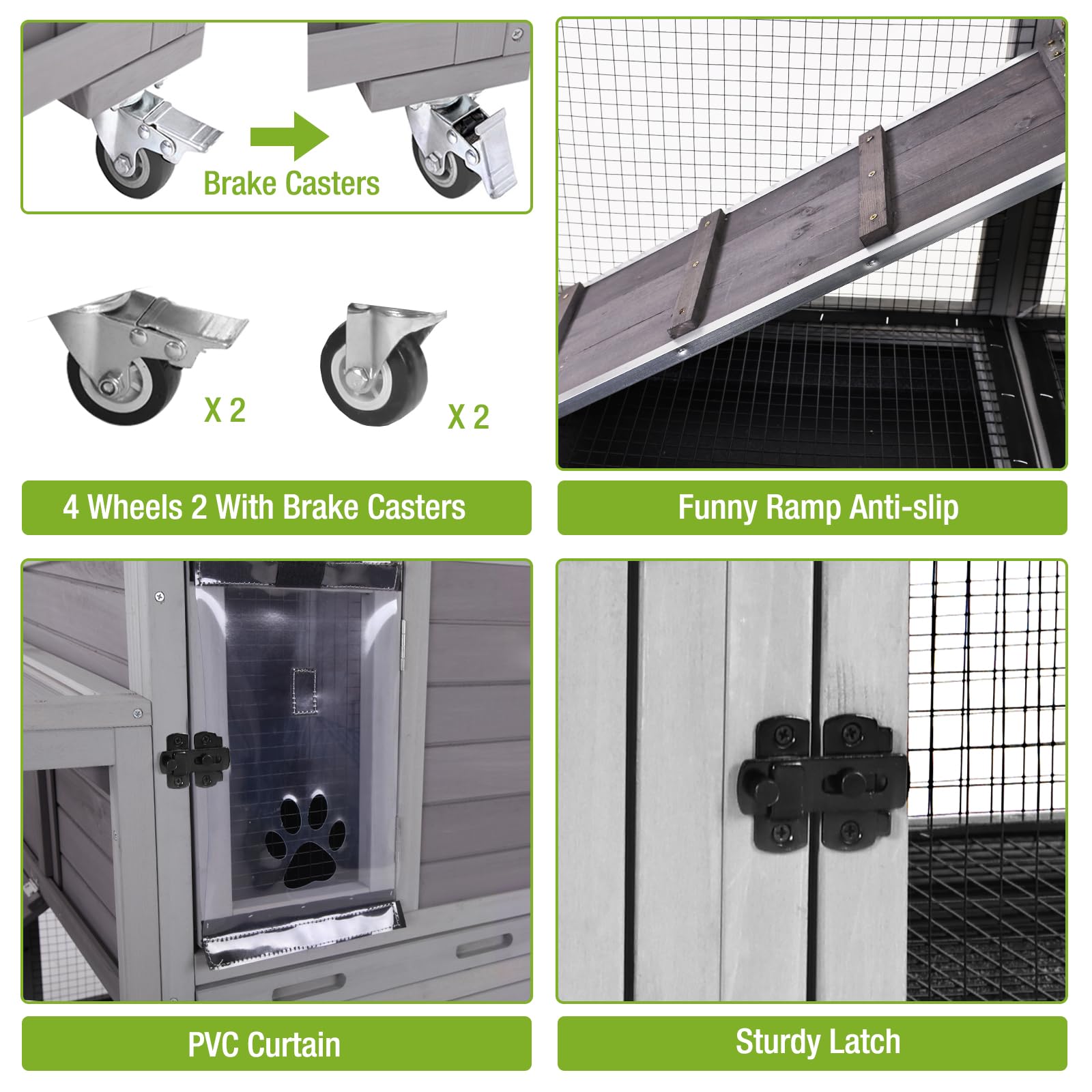 Rabbit Cage Indoor Rabbit Hutch Bunny Hutch Outdoor, Guinea Pig Cages With Removable Bottom Wire Netting - Easy Clean Large