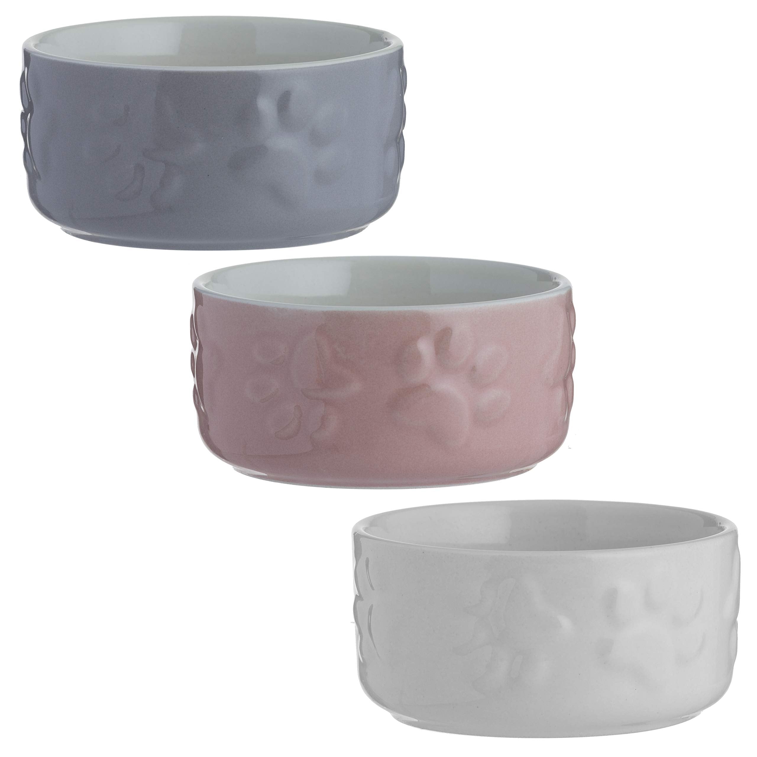Mason Cash Colour Mix Stoneware Small Pet Bowl, Pack of 1, Randomized Assorted Colours - Cream, Grey, Pink, 8 cm