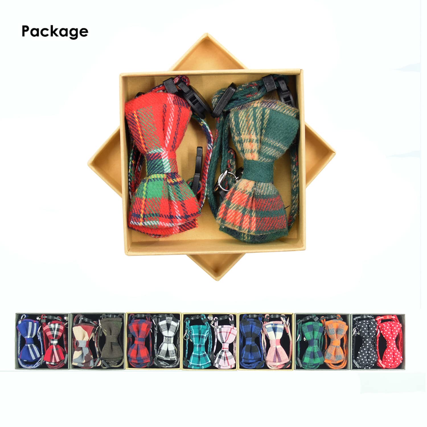 Cat Collar Breakaway With Bell And Bow Tie, Plaid Design Adjustable Safety Kitty Kitten Collars(6.8-10.8In)(Christmas Red&Green)