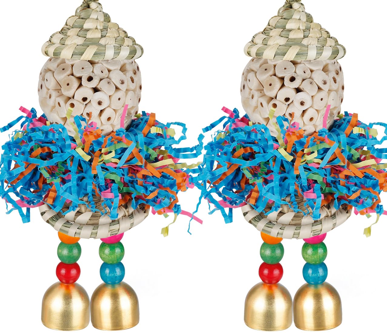 Bbjinronjy Conure Toys,2Pcs Bird Toy Parrot Foraging Shredder Hanging Toys Sola Balls With Bell For Small Parrots Parakeets Cock