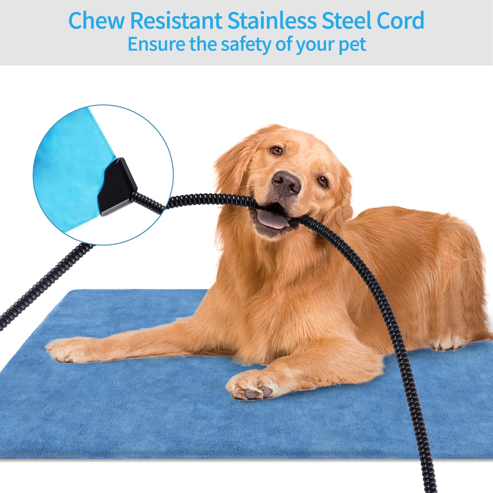 Kekelan Pet Heating Pad For Cats, Indoor Outdoor Waterproof Electric Heated Pad Mat For Dogs With Chew Resistant Cord,5 Timer An