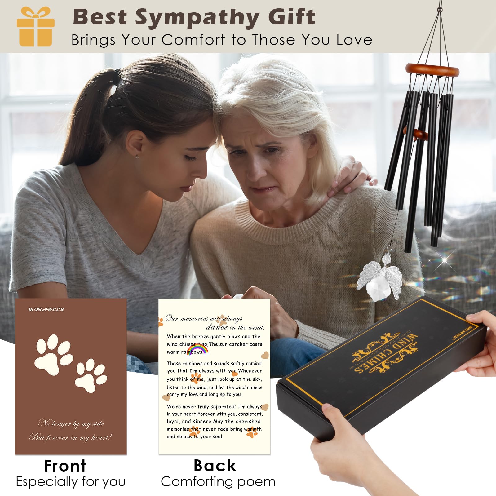 Motaweek Dog Memorial Gifts For Loss Of Dog, Pet Memorial Wind Chime, Loss Of Pet Sympathy Gift, Pet Memorial Suncatcher, Dog Re