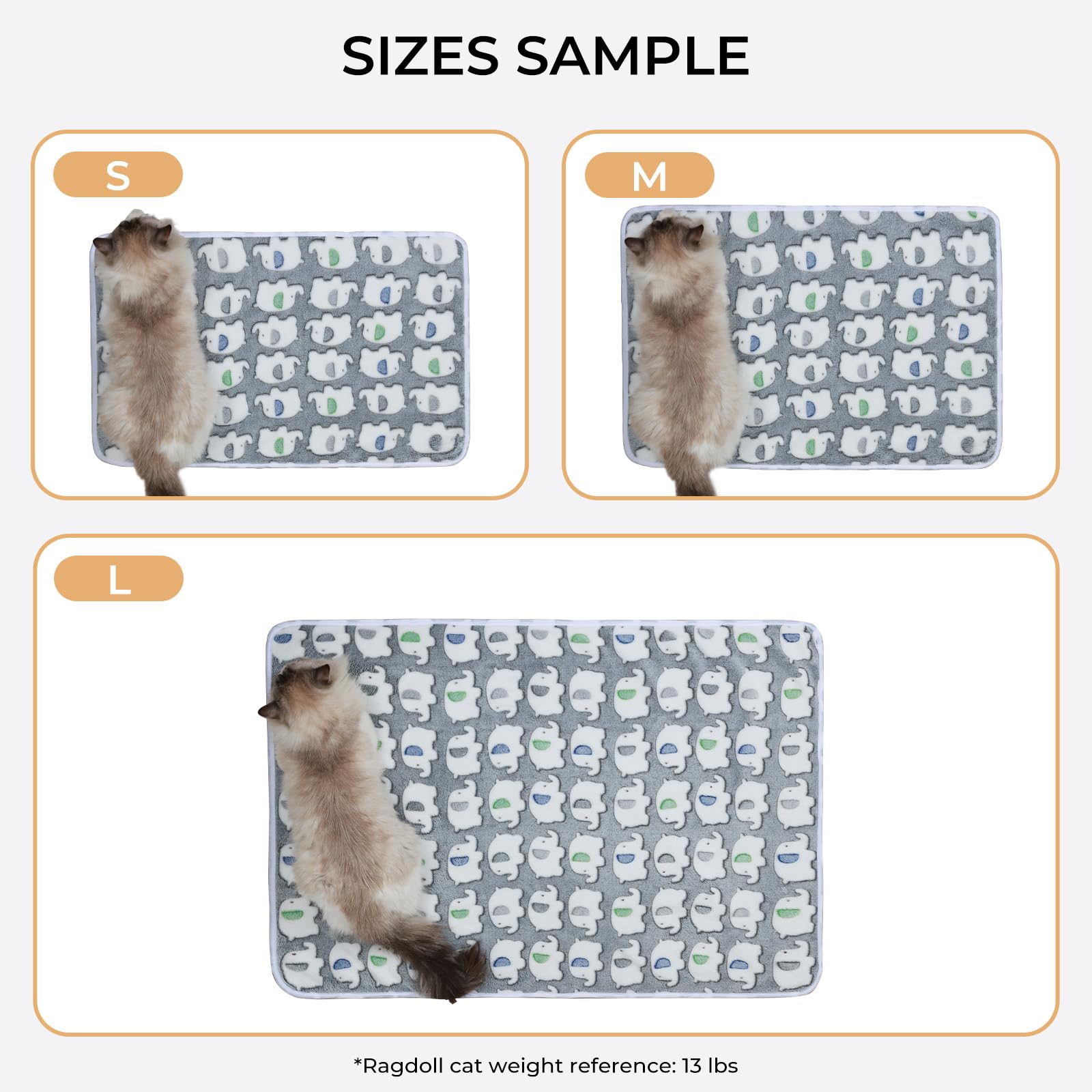 1 Pack 3 Blankets Super Soft Fluffy Premium Cute Elephant Pattern Pet Blanket Flannel Throw For Dog Puppy Cat Dark Grey Small(23