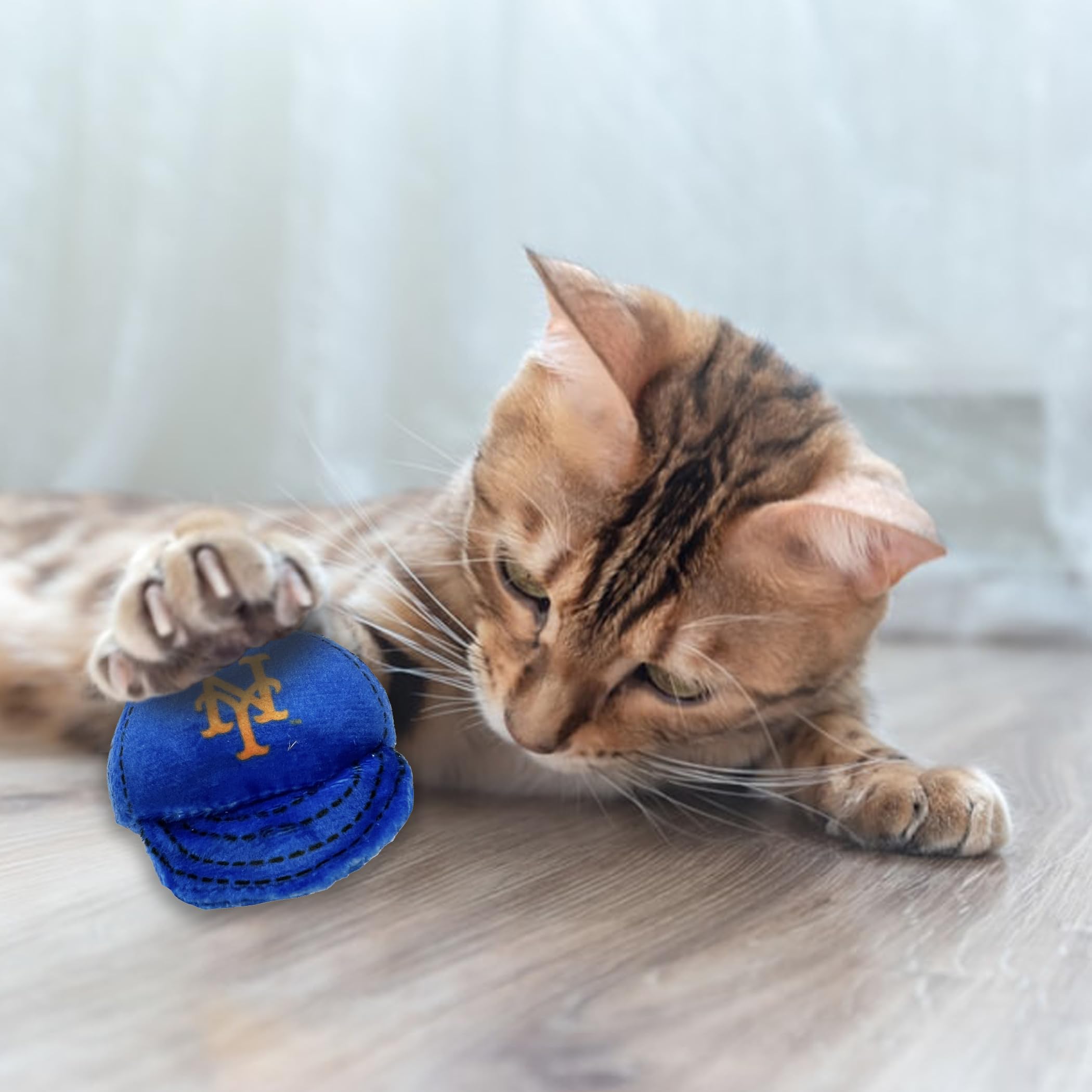 Best Plush Cat Toy - Mlb New York Mets Complete Set Of 3 Piece Cat Toys Filed With Fresh Catnip. Incld: 1 Baseball Cap Cat Toy,