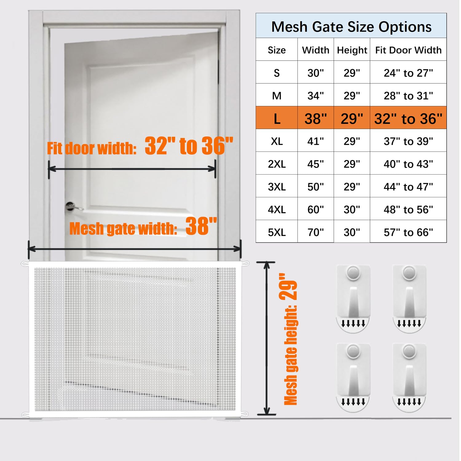 Cupount Mesh Baby & Dog Gate - Fits Openings Up to 36 Wide, 30 Tall - Indoor Safety Pet Gate for Stairs & Doorways (White, 3