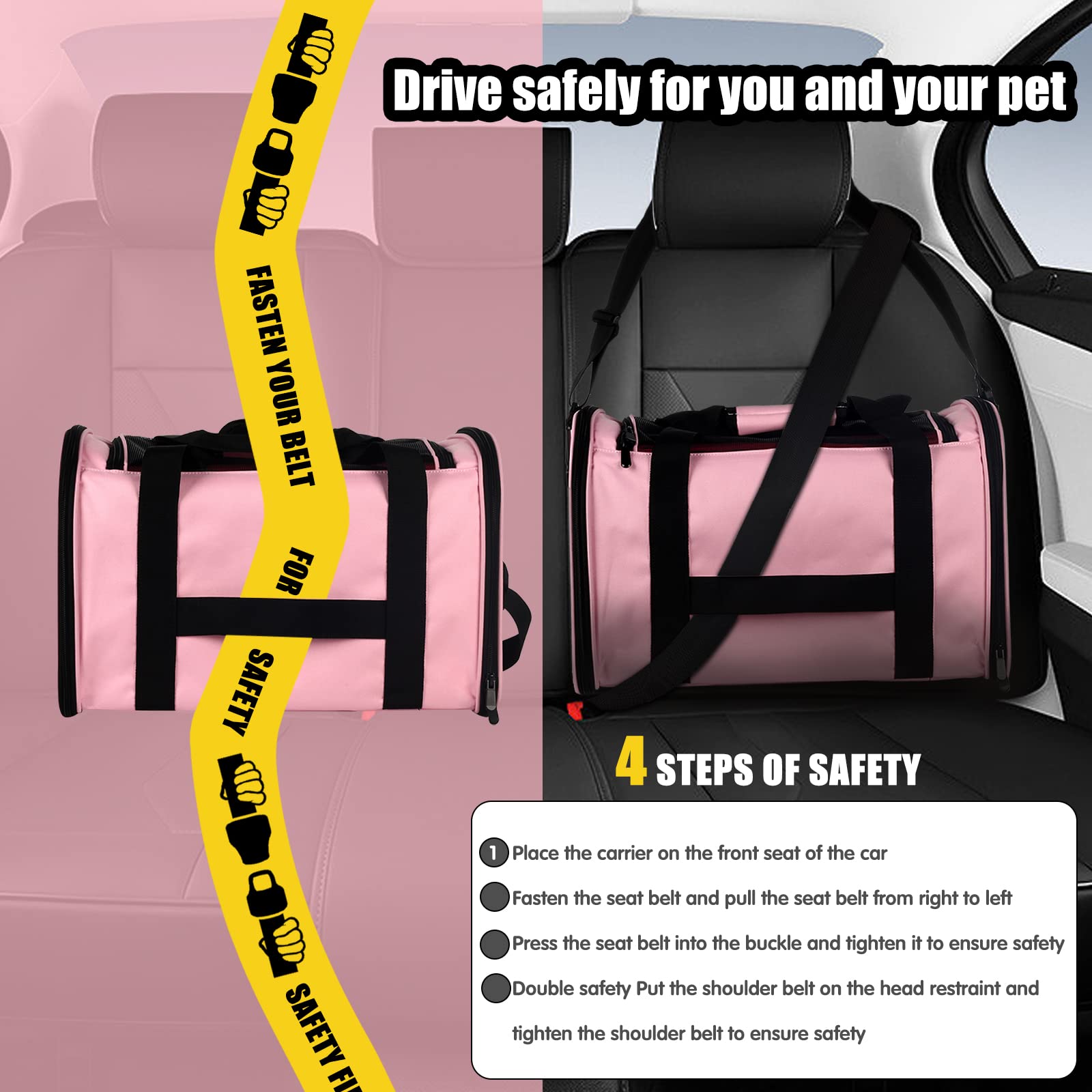 Top Tasta Cat Carrier Large Dog Cat Carriers Puppies Up To 30Lbs, Big Dog Carrier Soft Sided, Collapsible Travel Puppy Carrier (X-Large, Pink)