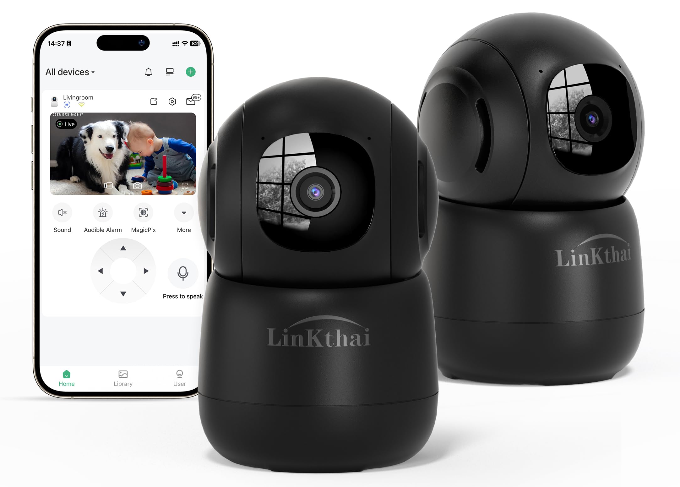 Pet Camera Indoor, Indoor Camera Wireless With 2K 360 Translation 90 Tilt Auto Tracking Motion Detection Night Vision Live Notic