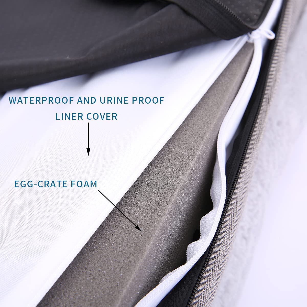 WINDRACING Orthopedic Dog Bed for Large Dogs, Gray, 40"x28", Soft Polyester, Bolster Sides, Removable Washable Cover, Non-Skid Bottom