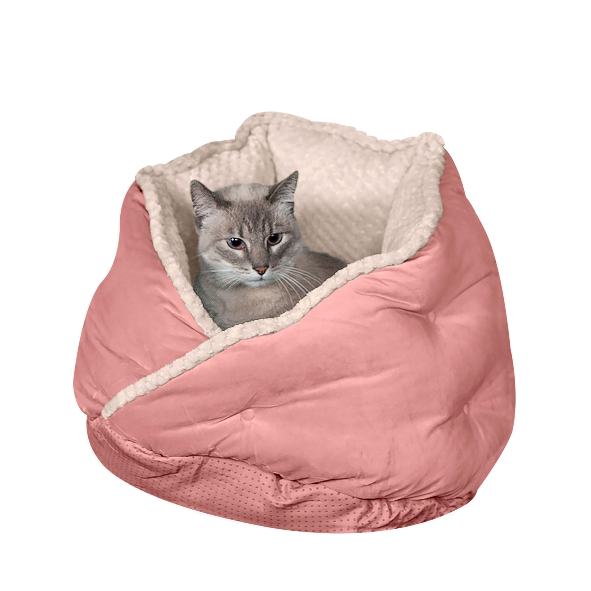 Furhaven 18 Round Pet Bed for Indoor Cats & Small Dogs, 100% Washable, For Pets Up to 14 lbs - Minky Plush & Velvet Hug Bed - So