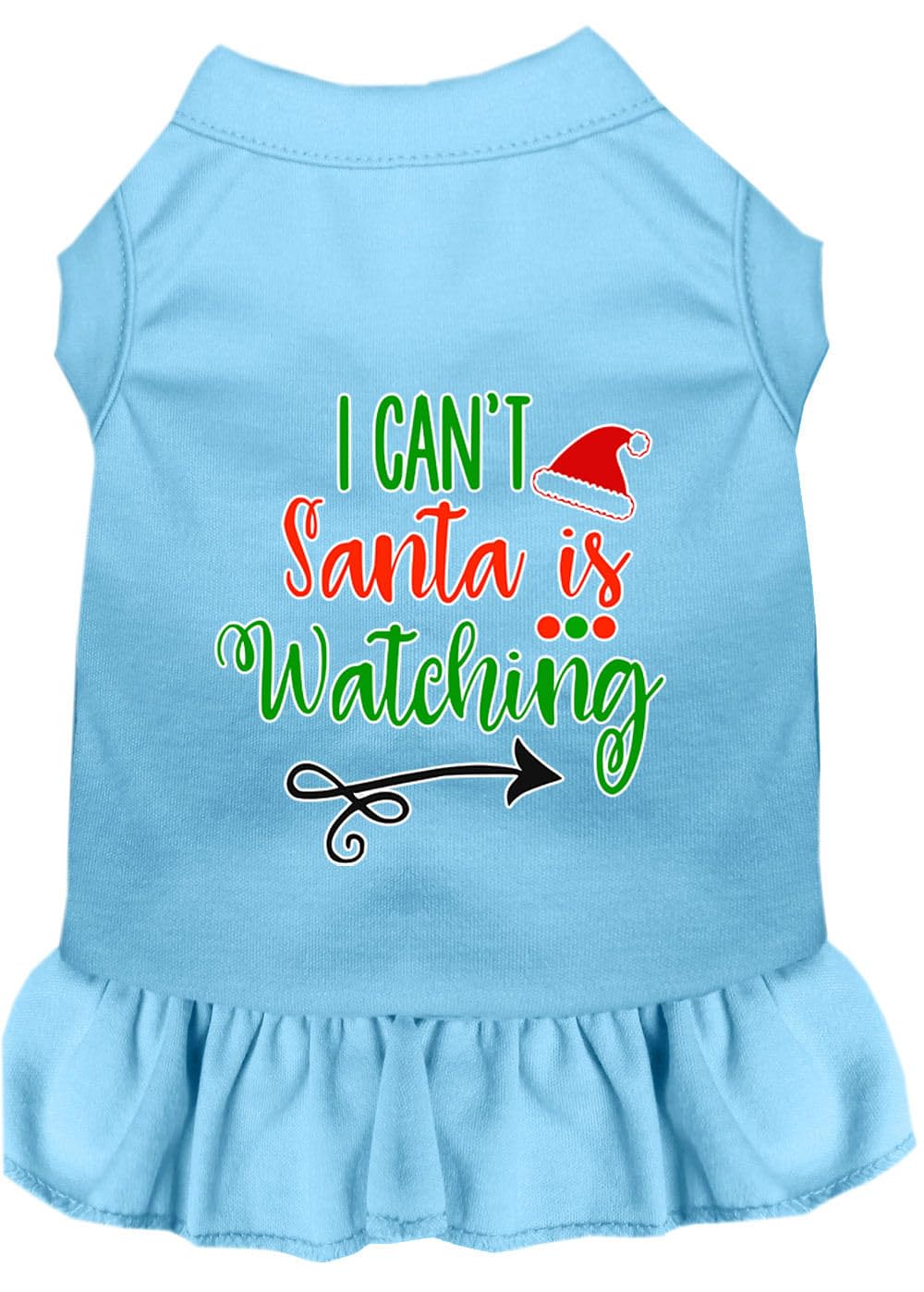 Christmas Pet Dog & Cat Dress Screen Printed, &quot;I Can't, Santa Is Watching&quot; Baby Blue 3XL (25-35 lbs.)