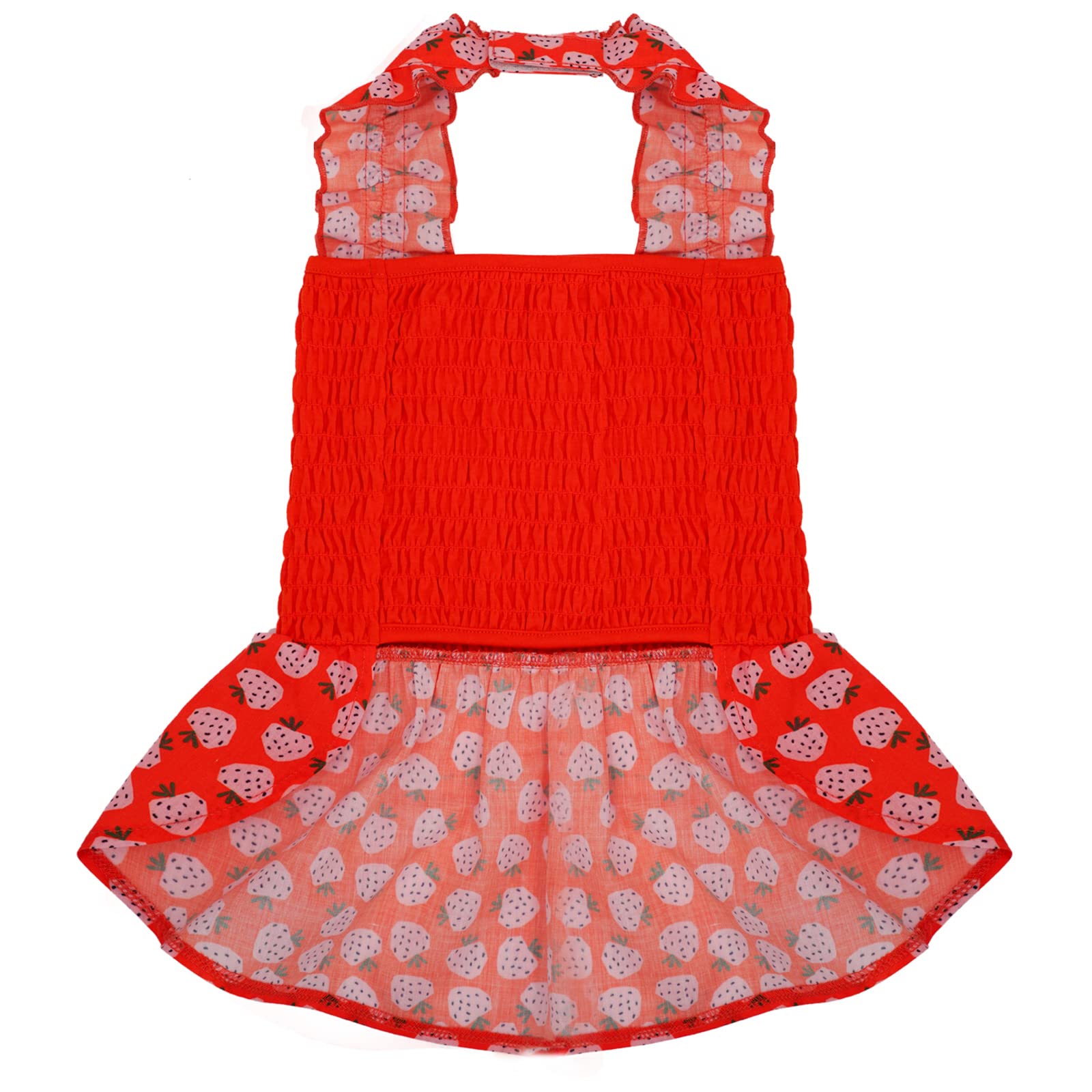 Kyeese Dog Dress Red Dog Skirt For Small Dogs With Strawberry Pattern Doggie Sundress Dog Apparel