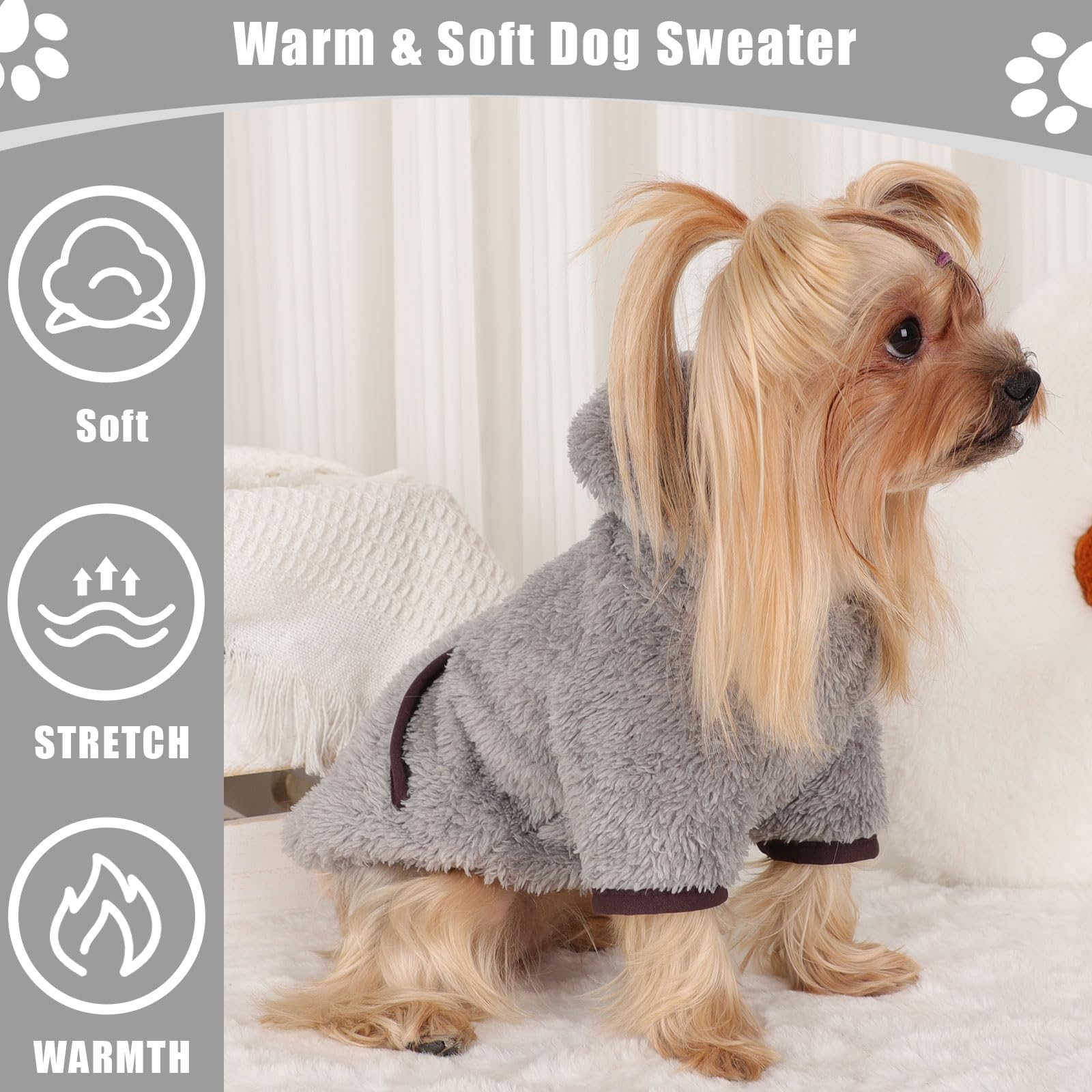 Dog Sweaters For Small Dogs Boy Male Fleece Dog Hoodie Winter Puppy Sweater Chihuahua Teacup Yorkie Soft Stretchy Tiny Clothes C