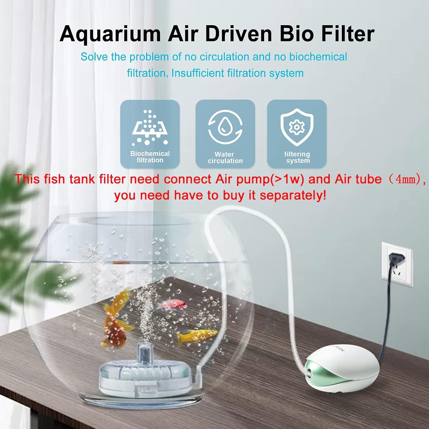 UPETTOOLS Mini Aquarium Sponge Filter, Small Internal Fish Tank Filter Detachable Submersible Filter with Air Stone Suitable for