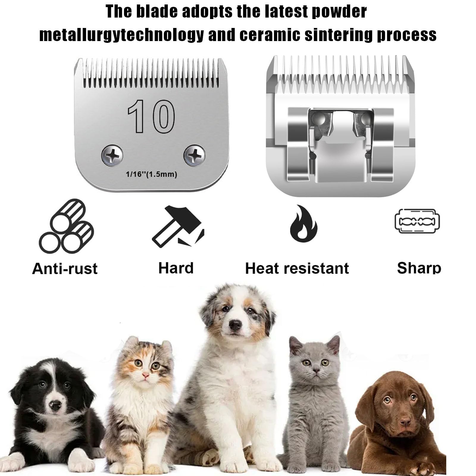 4Pack Dog Grooming Blades Compatible With Andis Dog Clippers,Dog Clipper Blades Compatible With Oster A5,Wahl Km10 Dog Clippers