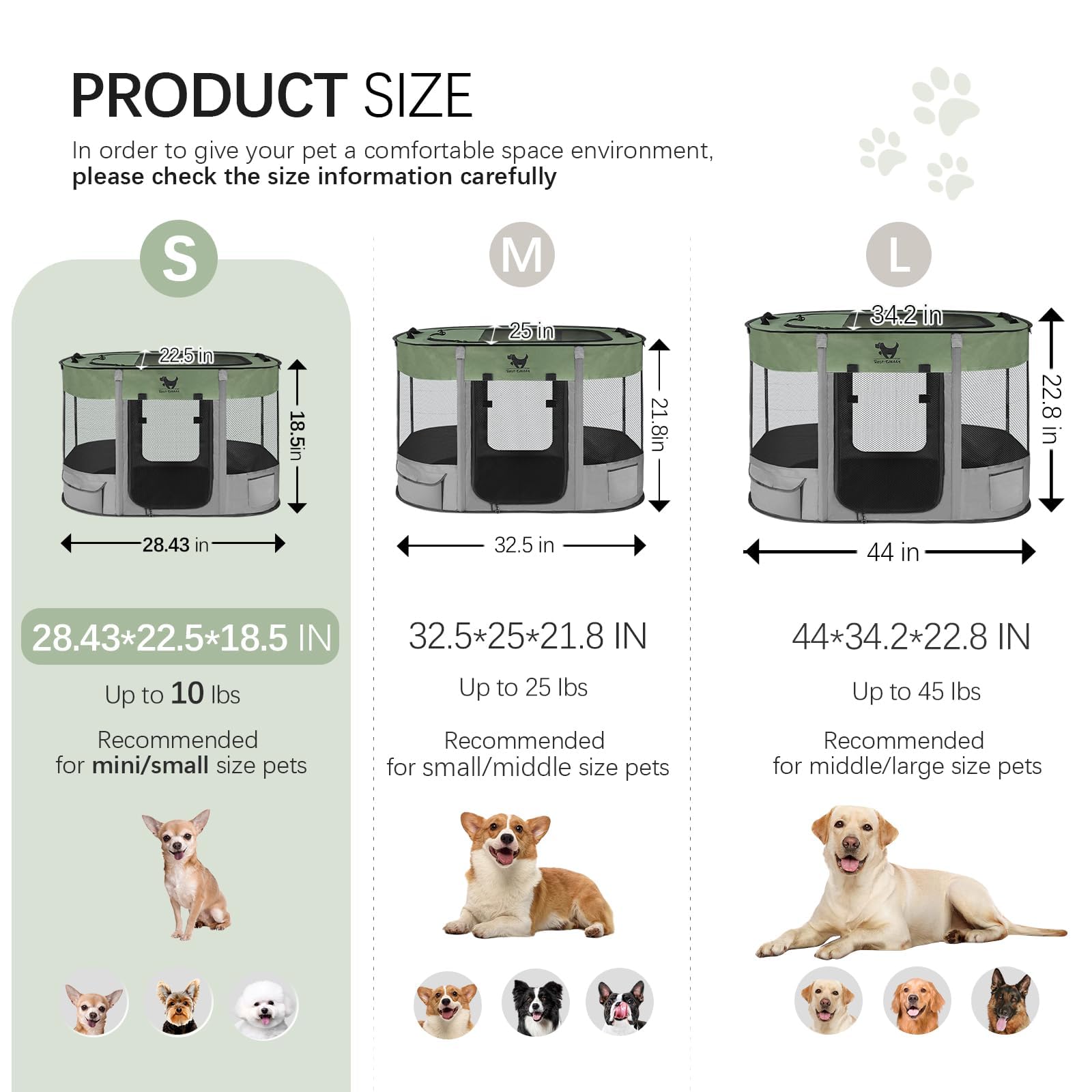 Rest-Eazzzy Dog Playpen, Foldable Kitten Playpen For Medium Dogs, Portable Pet Puppy Playpen With Removable Shade Cover, Indoor