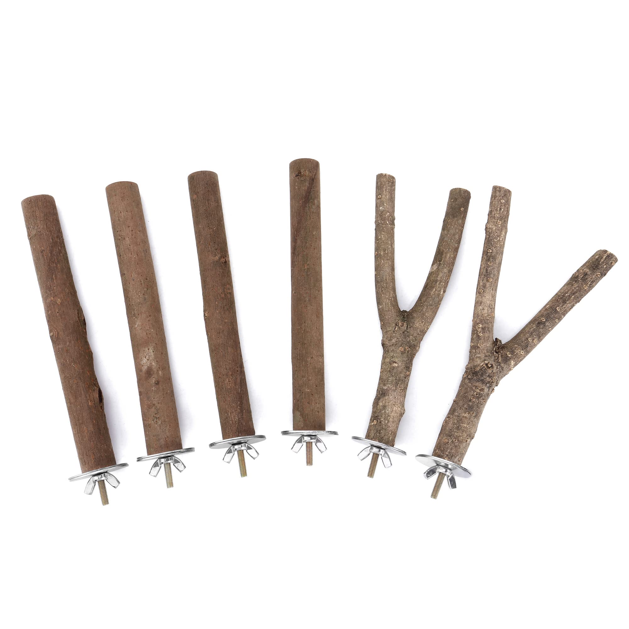 Mogoko 8 Pcs Natural Wood Bird Perch Birdcage Stand Wooden Parrot Perch Stand Perch Platform Cage Accessories For Parrotlets Budgies Cockatiels Parakeets Lovebirds