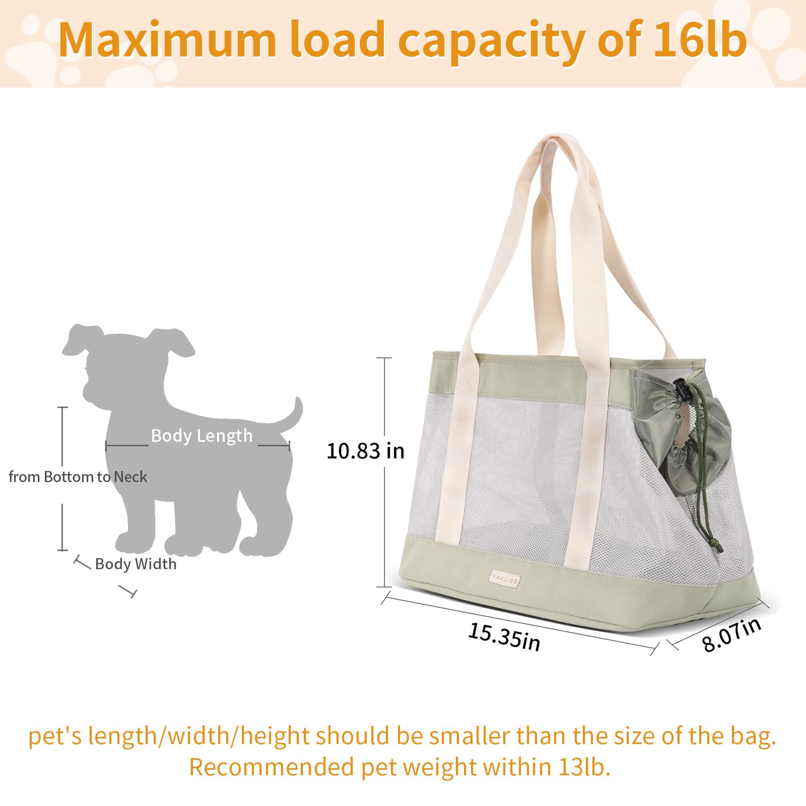 Yakuss Cat Carrier Tote Bag For Small Dog With Locking Safety Zippers Adjustable Side Opening Collapsible Portable Lightweight T