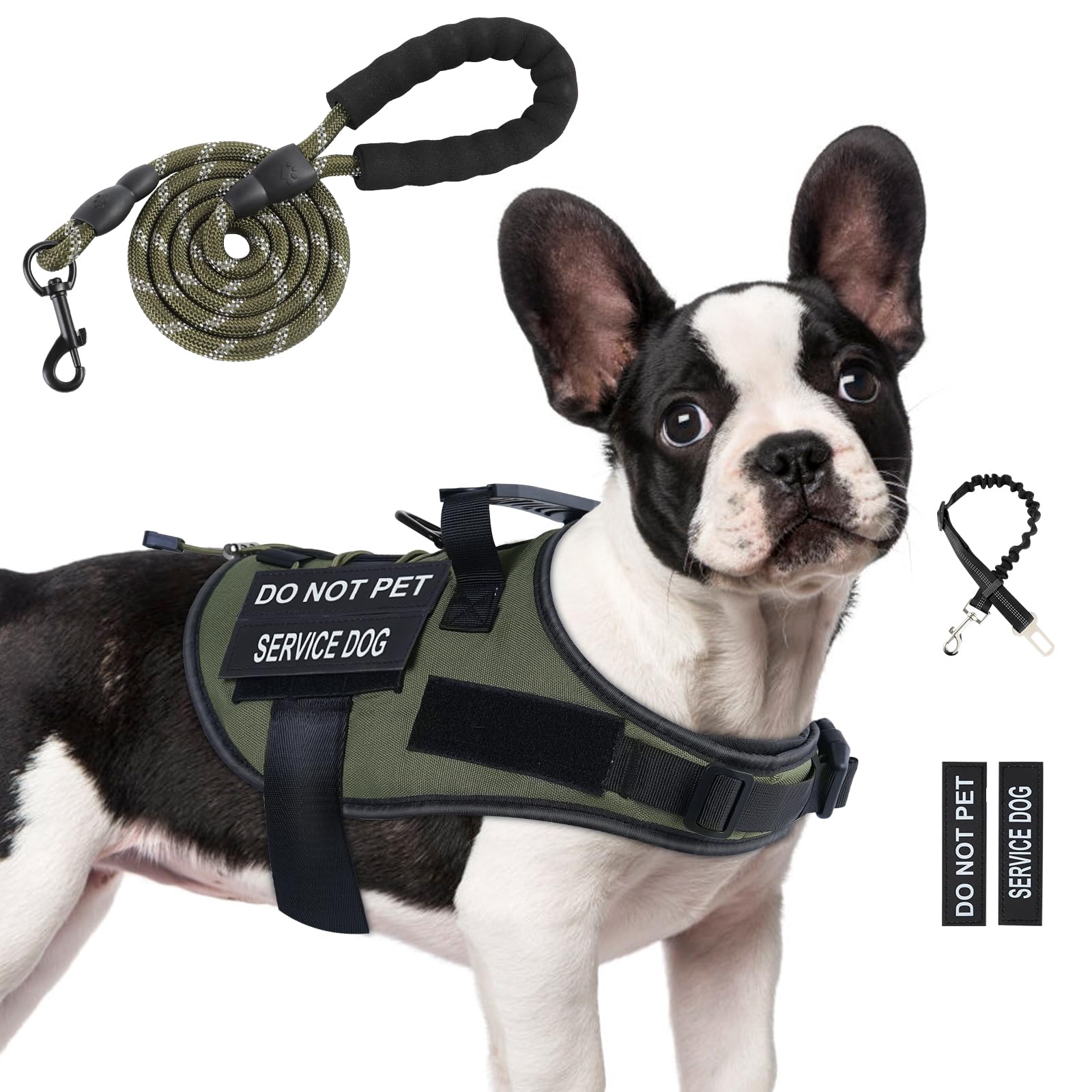 No Pull Dog Harness Small Medium Sized Dog, Service Dog Harness and Leash Set with 4 Patches, Adjustable Easy Walk Dogs Harnesse