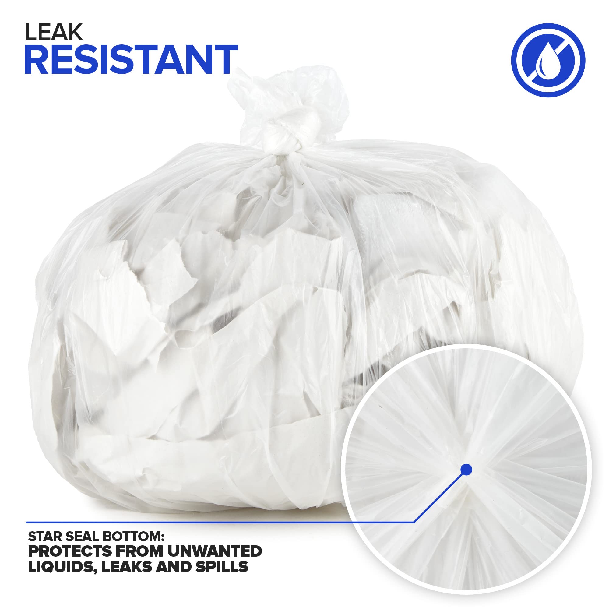 Stock Your Home Clear 2 Gallon Trash Bags, 200 Pack, Un-Scented Plastic Liners for Bathroom, Office, and Dog Waste