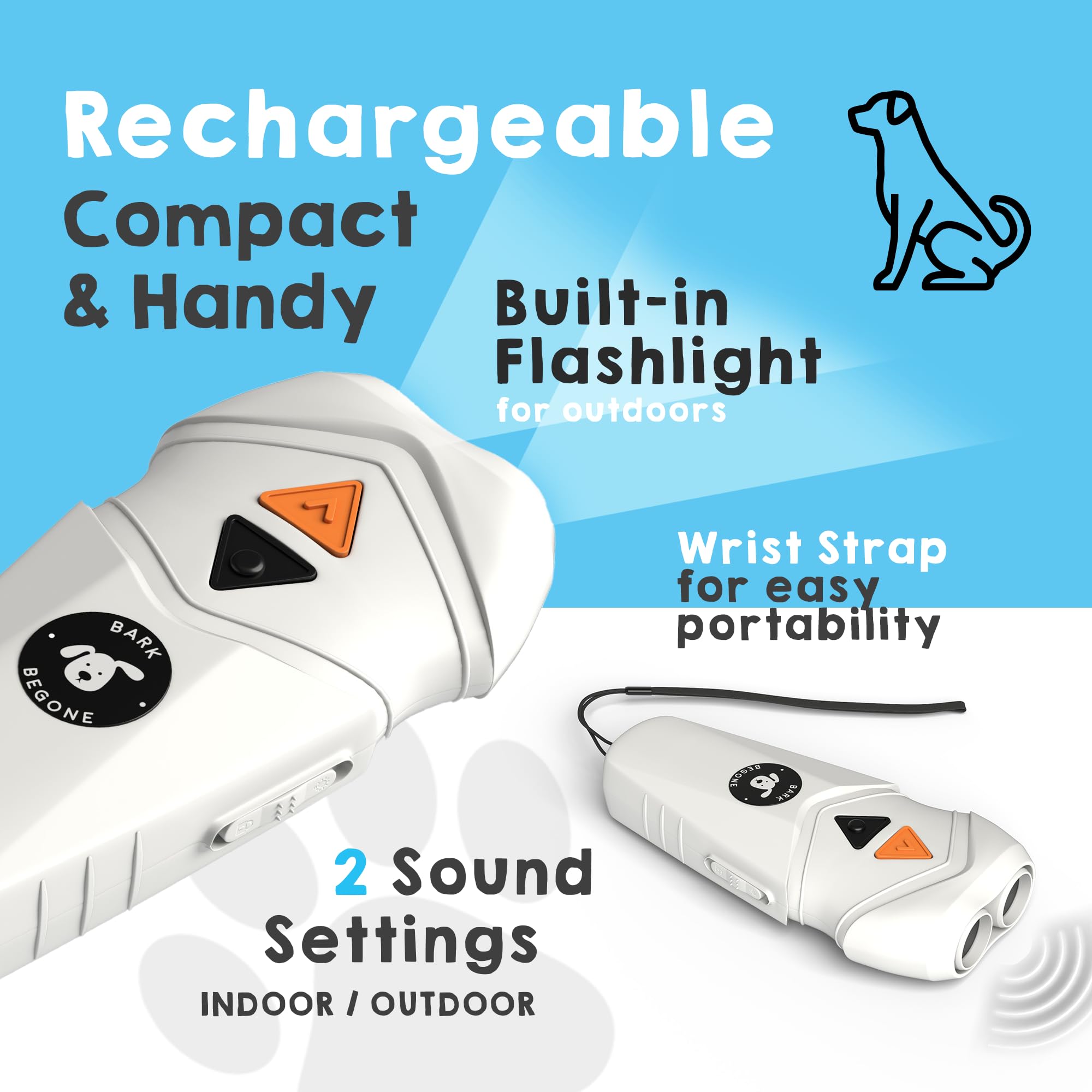 Bark Begone New 2025 Rechargeable Anti-Barking Device – Ultrasonic Dog Trainer & Behavior Corrector – No Shock Bark Collar Alternative – Long-Range, Safe & Effective Pet Training Tool