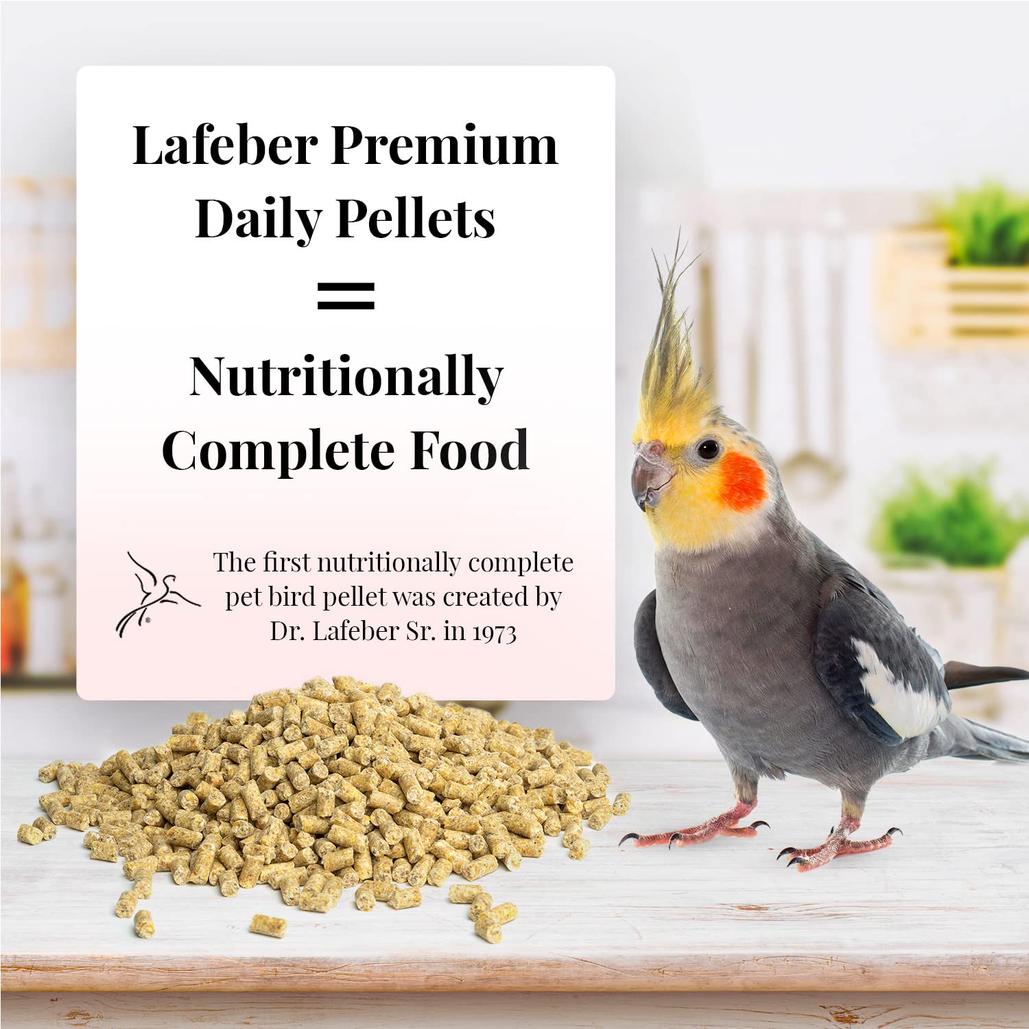 LAFEBER'S Premium Daily Diet Pellets Pet Bird Food, Made with Non-GMO and Human-Grade Ingredients, for Cockatiels, 1.25 lb