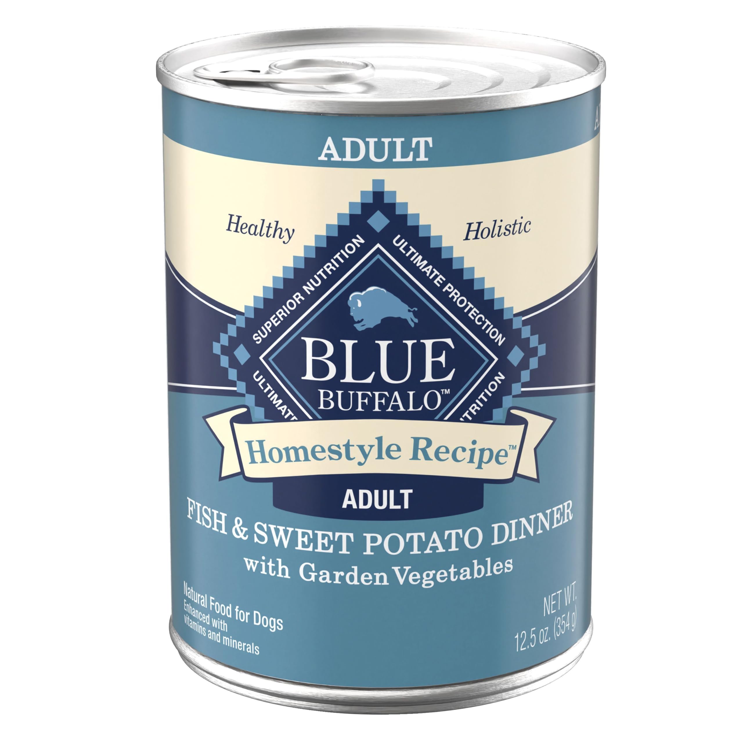 Blue Buffalo Homestyle Recipe Adult Wet Dog Food, Made with Natural Ingredients, Fish & Sweet Potato Dinner With Garden Vegetabl