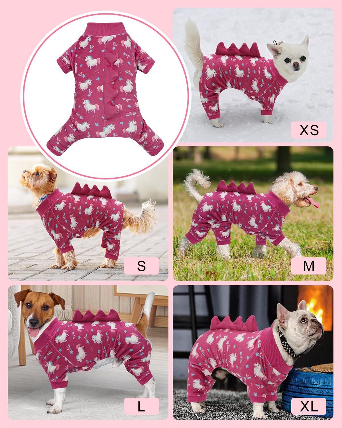 Cutebone Unicorn Costume Dog Pajamas, Stretchy Spandex Crystal Velvet Sleepwear Coat For Small Dogs, Soft & Warm Pet Outfit Clot