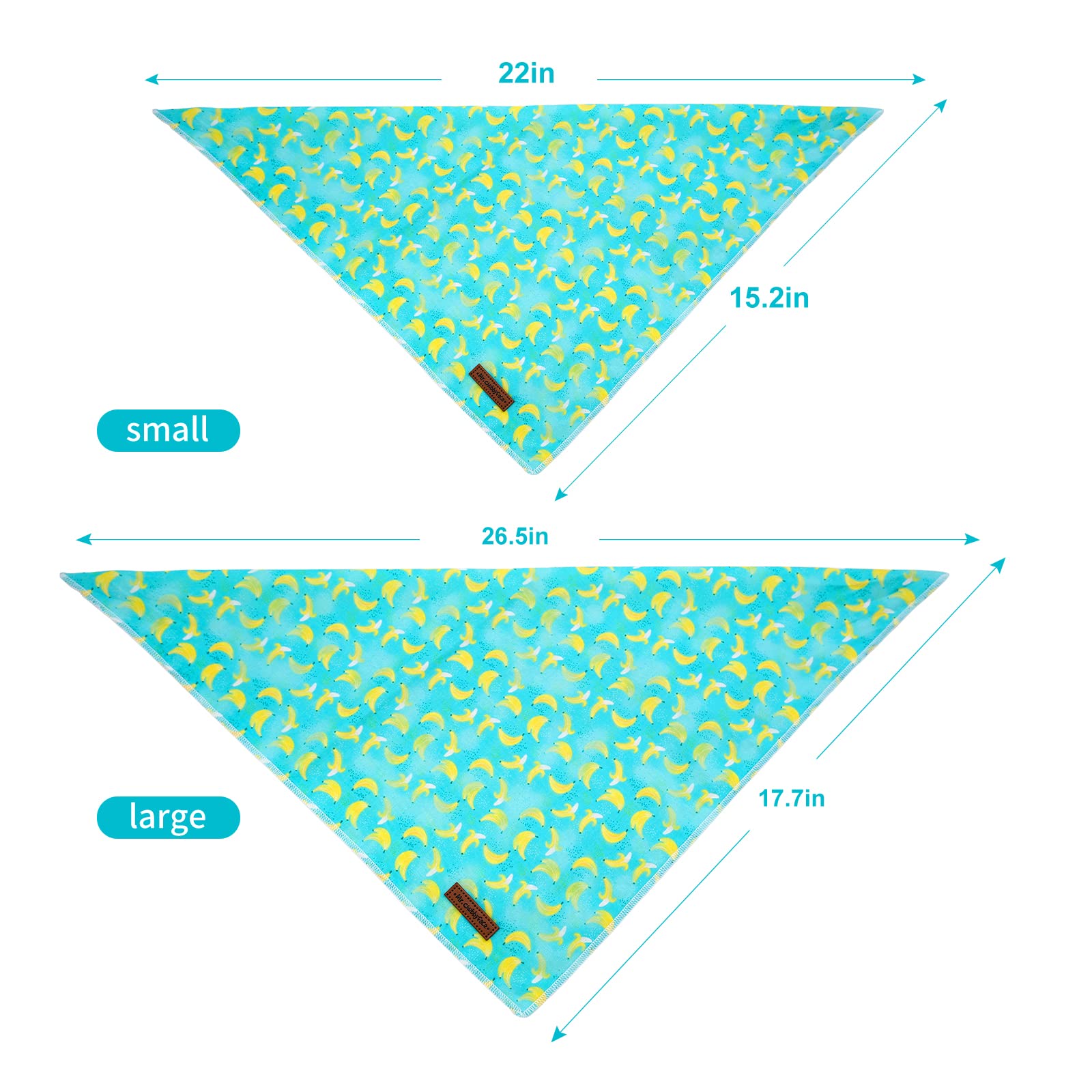 Mr. Chubbyface Bananas Dog Bandanas Reversible Triangle Bibs Scarf Accessories For Dogs Cats Pets